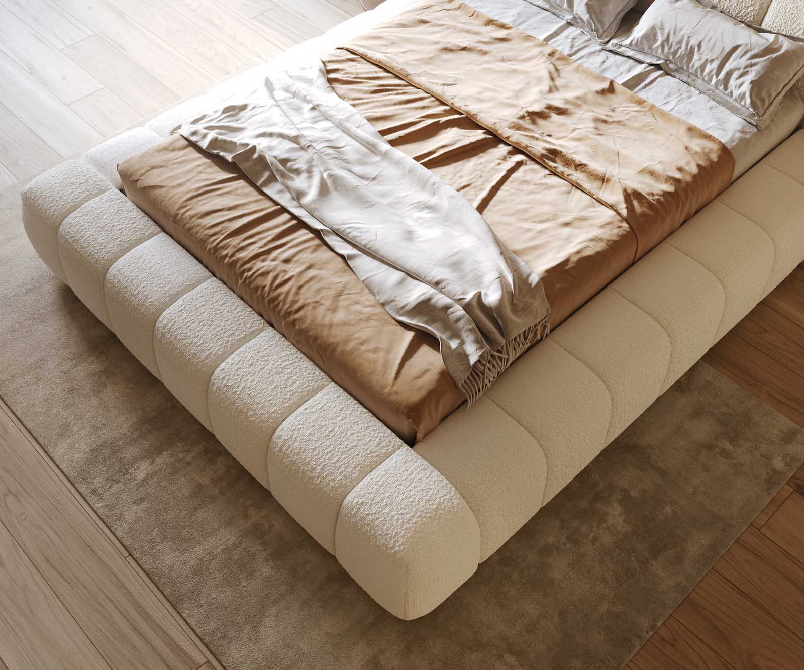 Polsterbettgestell Cutio 140x200 cm Bouclé Creme-Weiß 5 Polsterbettgestell Cutio 140x200 cm Bouclé Creme-Weiß 5