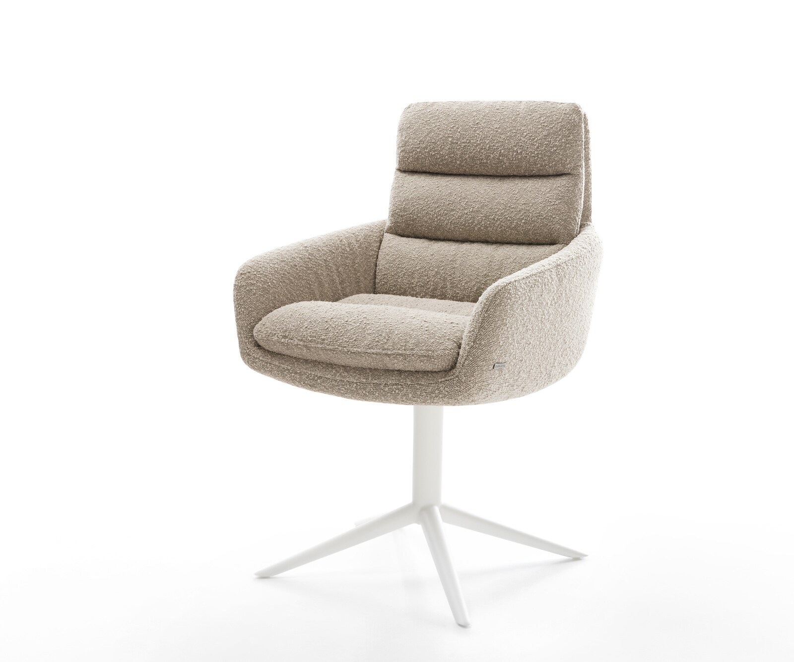 Chaise-pivotante Abelia-Flex avec accoudoirs bouclé boue pied de chaise 4 branches blanc pivotement sur 360° fonction bascule