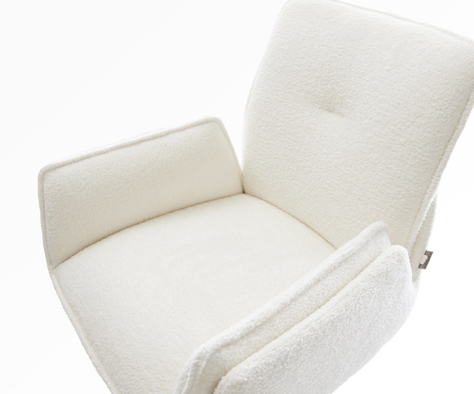 Chaise-de-bar Nela-Flex Bouclé doux Beige Pied pivotant réglable en hauteur couleur titane Couleur titane 4