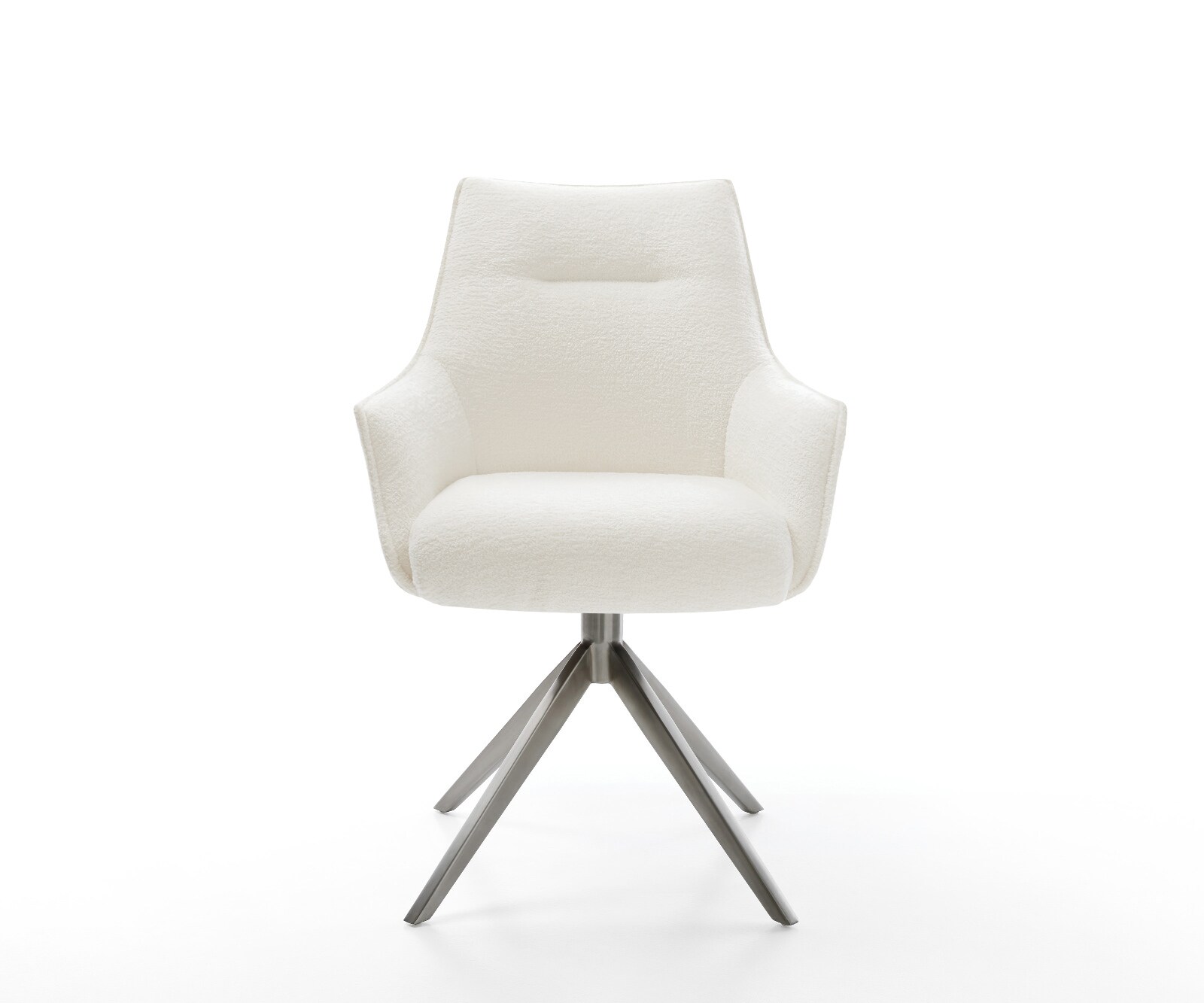 Drehstuhl Alja-Flex mit Armlehnen Bouclé Soft Beige Kreuzgestell breit Graphit 360° drehbar Wippfunktion Taschenfederkern 1