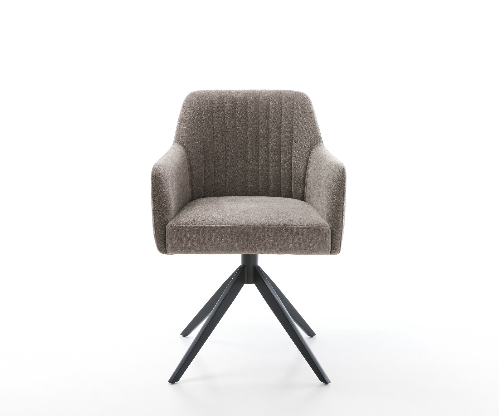 Drehstuhl Greg-Flex Strukturstoff Soft Taupe Kreuzgestell breit Schwarz 360° drehbar Wippfunktion Taschenfederkern 2