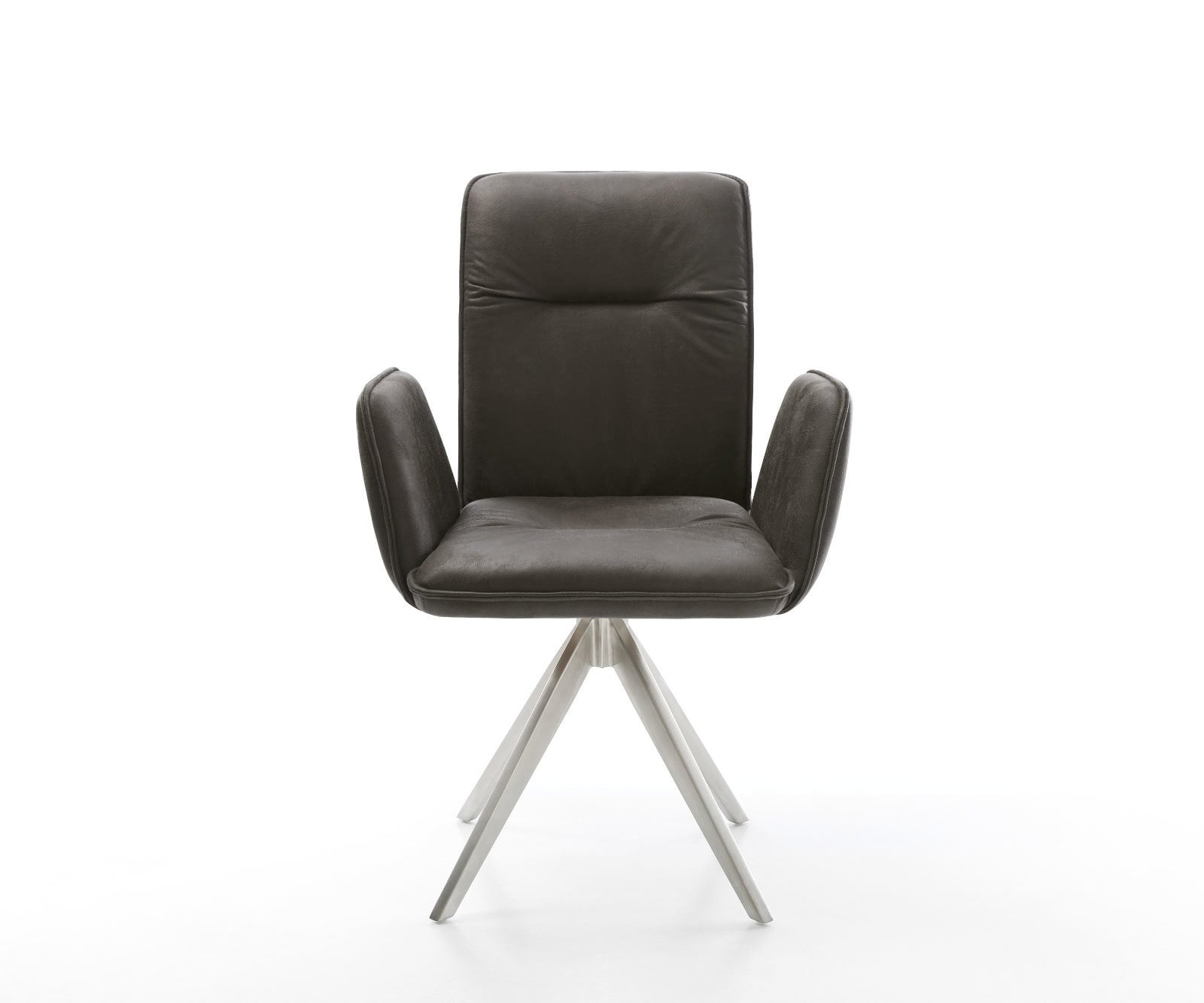 Esszimmerstuhl Vinja-Flex Mikrofaser Anthrazit Vintage Kreuzgestell kantig Edelstahl 1 Esszimmerstuhl Vinja-Flex Mikrofaser Anthrazit Vintage Kreuzgestell kantig Edelstahl 1