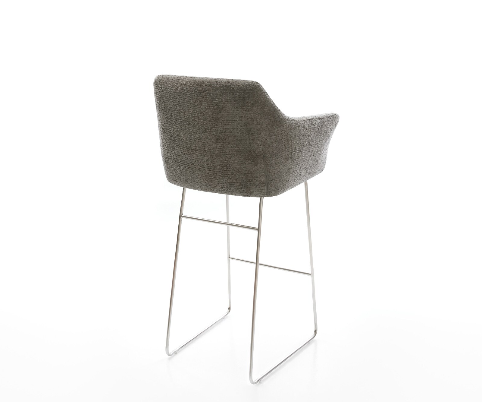 Barstuhl Yulo-Flex Bouclé Soft Schlamm Kufengestell Edelstahl Silberfarben 4