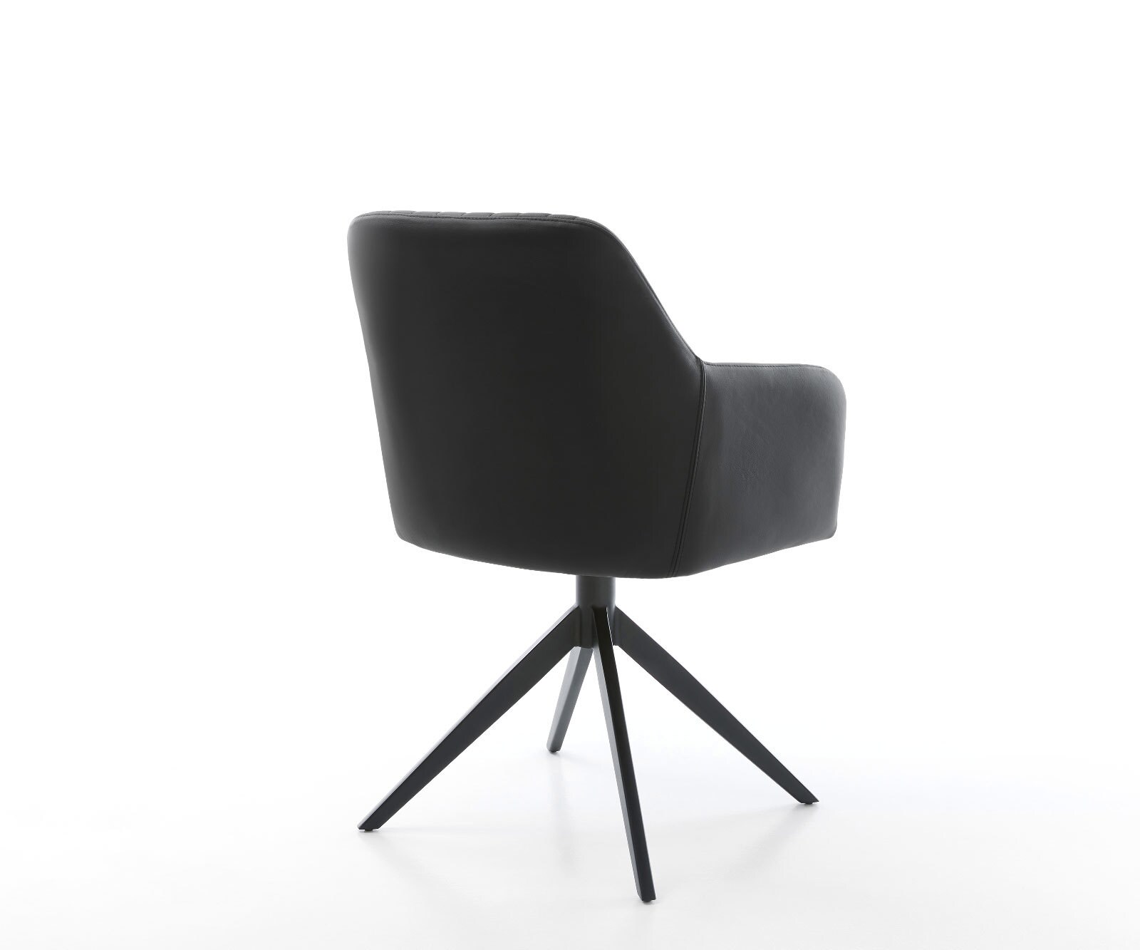 Drehstuhl Greg-Flex Echt-Leder Schwarz Kreuzgestell breit Schwarz 360° drehbar Wippfunktion Taschenfederkern 4