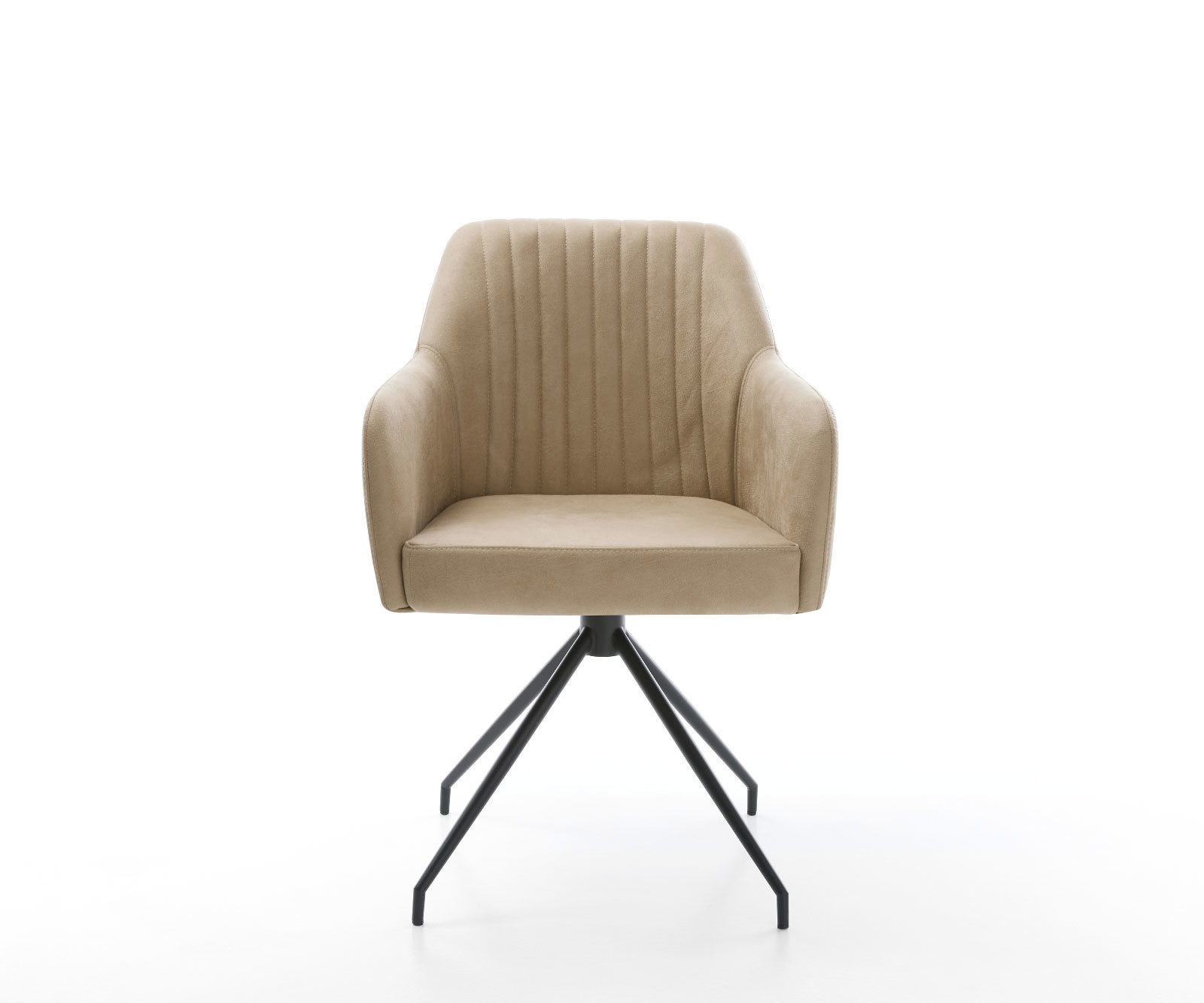 Chaise-de-salle-à-manger Greg-Flex microvelours beige vintage pied croisé conique noir ressorts ensachés 1 Chaise-de-salle-à-manger Greg-Flex microvelours beige vintage pied croisé conique noir ressorts ensachés 1