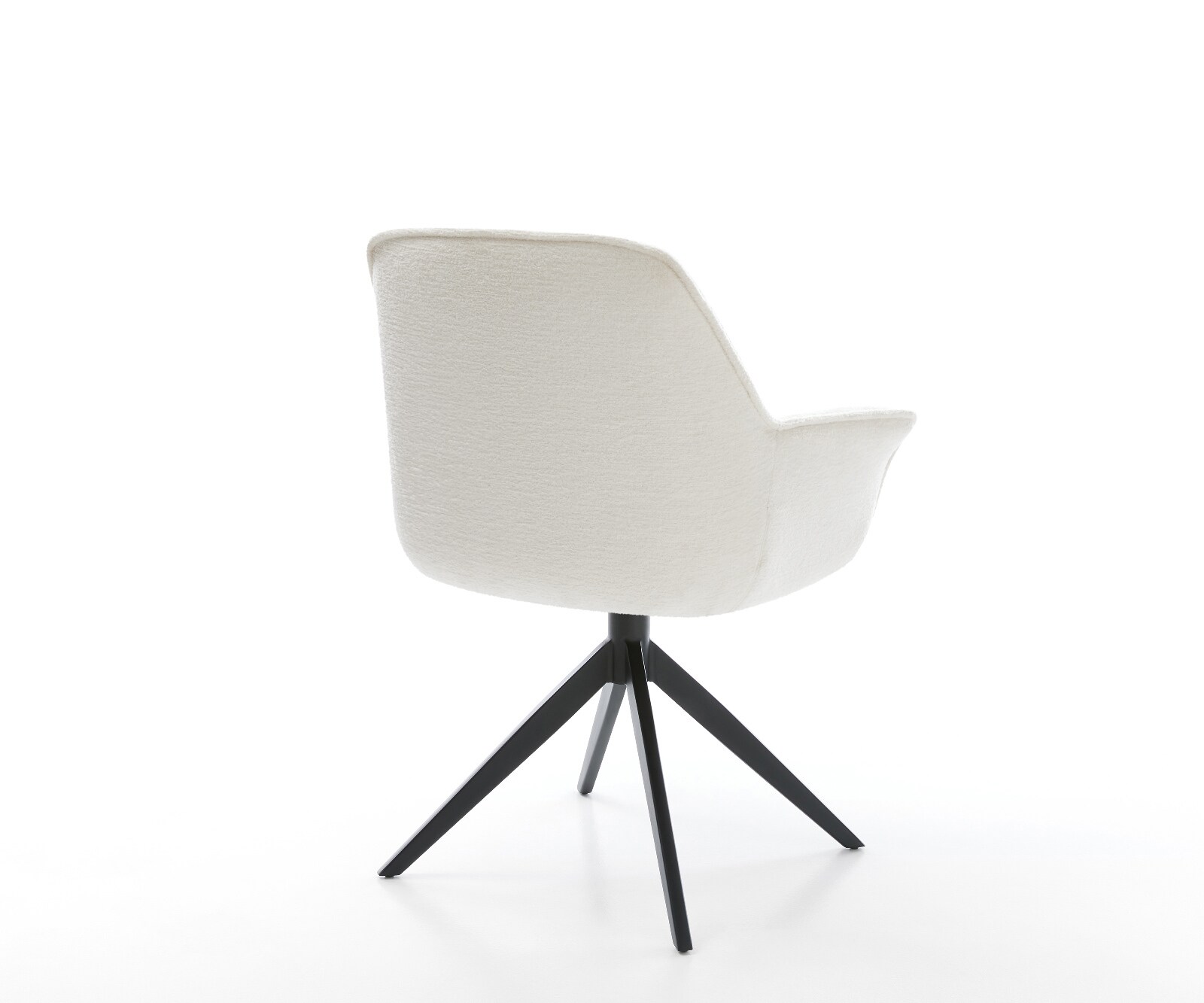 Drehstuhl Keila-Flex mit Armlehnen Bouclé Soft Beige Kreuzgestell breit Schwarz 360° drehbar Wippfunktion 5