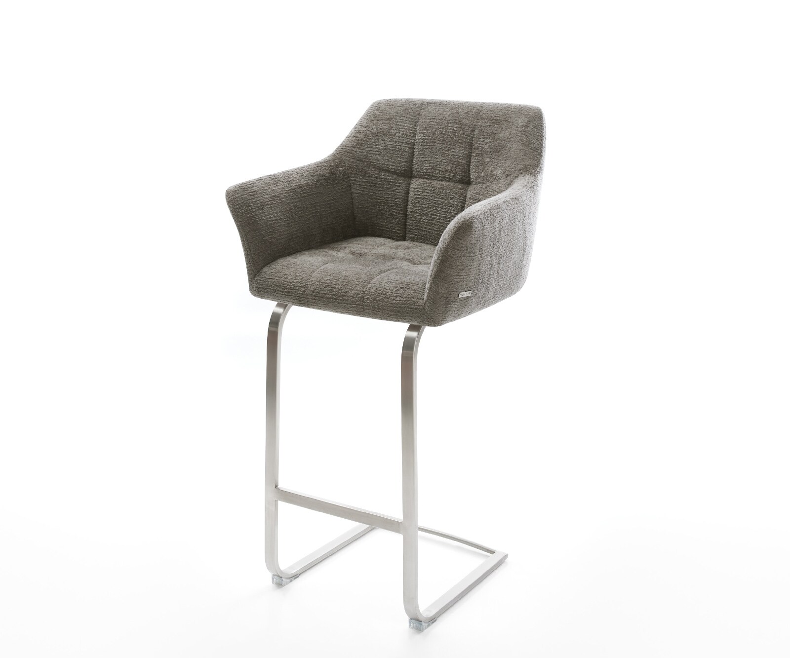 Chaise-de-bar Yulo-Flex Bouclé doux Boue Pied cantilever acier inoxydable Argent