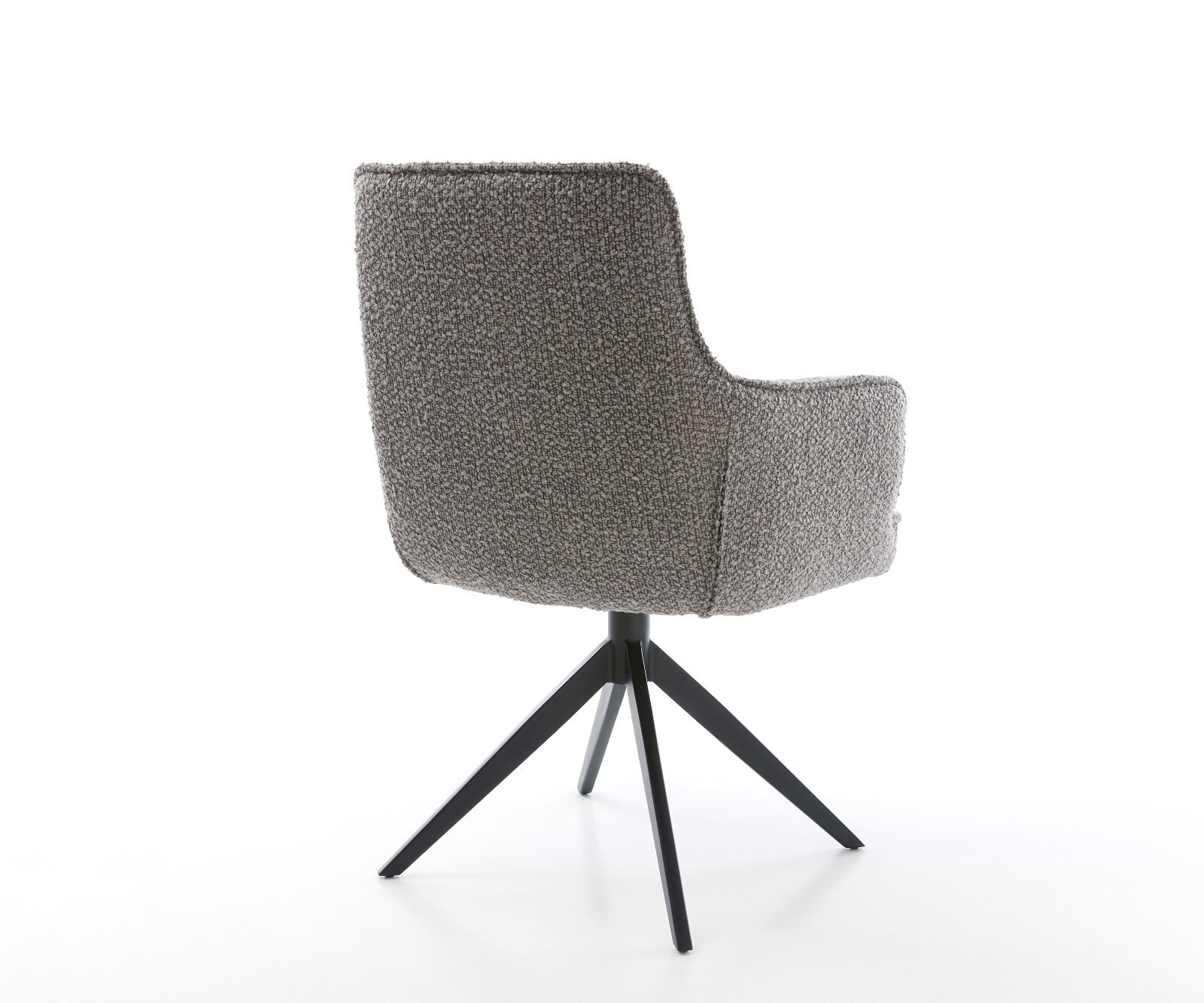 Drehstuhl Heira-Flex mit Armlehnen Bouclé Silbergrau Kreuzgestell breit Schwarz 360° drehbar Wippfunktion Taschenfederkern 4