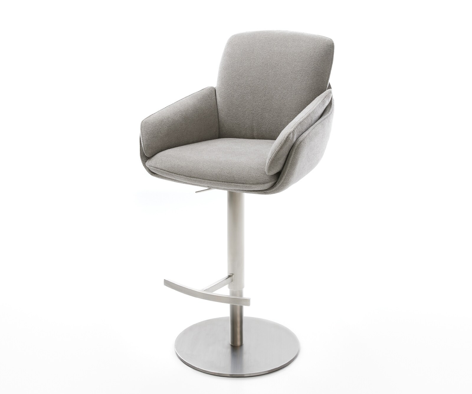 Chaise-de-bar Luan-Flex Tissu structuré doux Gris Pied pivotant réglable en hauteur en acier inoxydable Argent 1