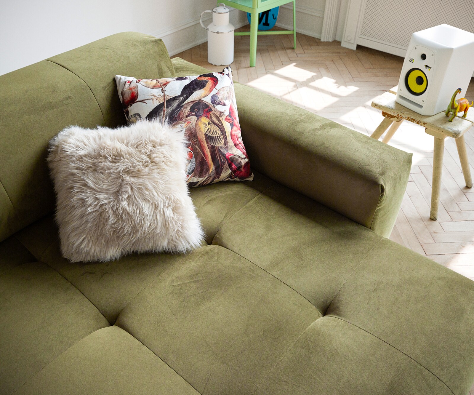 Ecksofa Lazaro 300x160 cm Samt Olive Ottomane rechts mit Sitztiefenverstellung 5