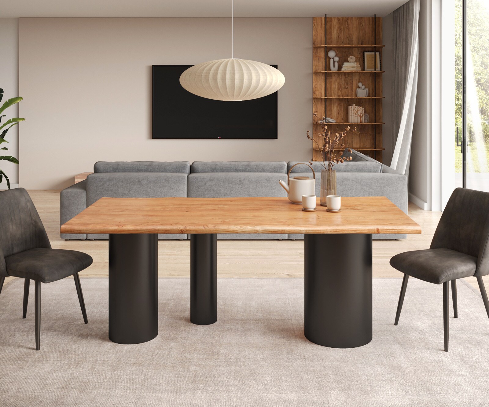 Esstisch Edge 200x100 Akazie Natur Troa Metall Schwarz Live-Edge 2