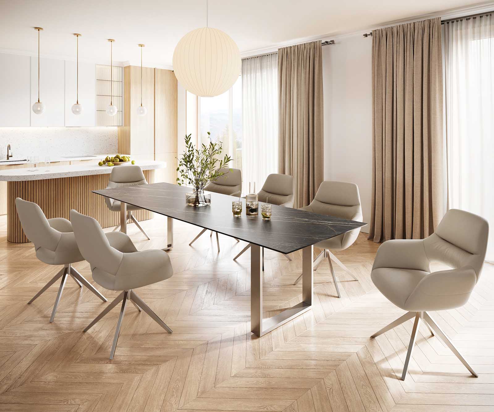 Table-à-manger Edge 300x100 céramique Laminam® noir desir brun inox étroit 5 Table-à-manger Edge 300x100 céramique Laminam® noir desir brun inox étroit 5