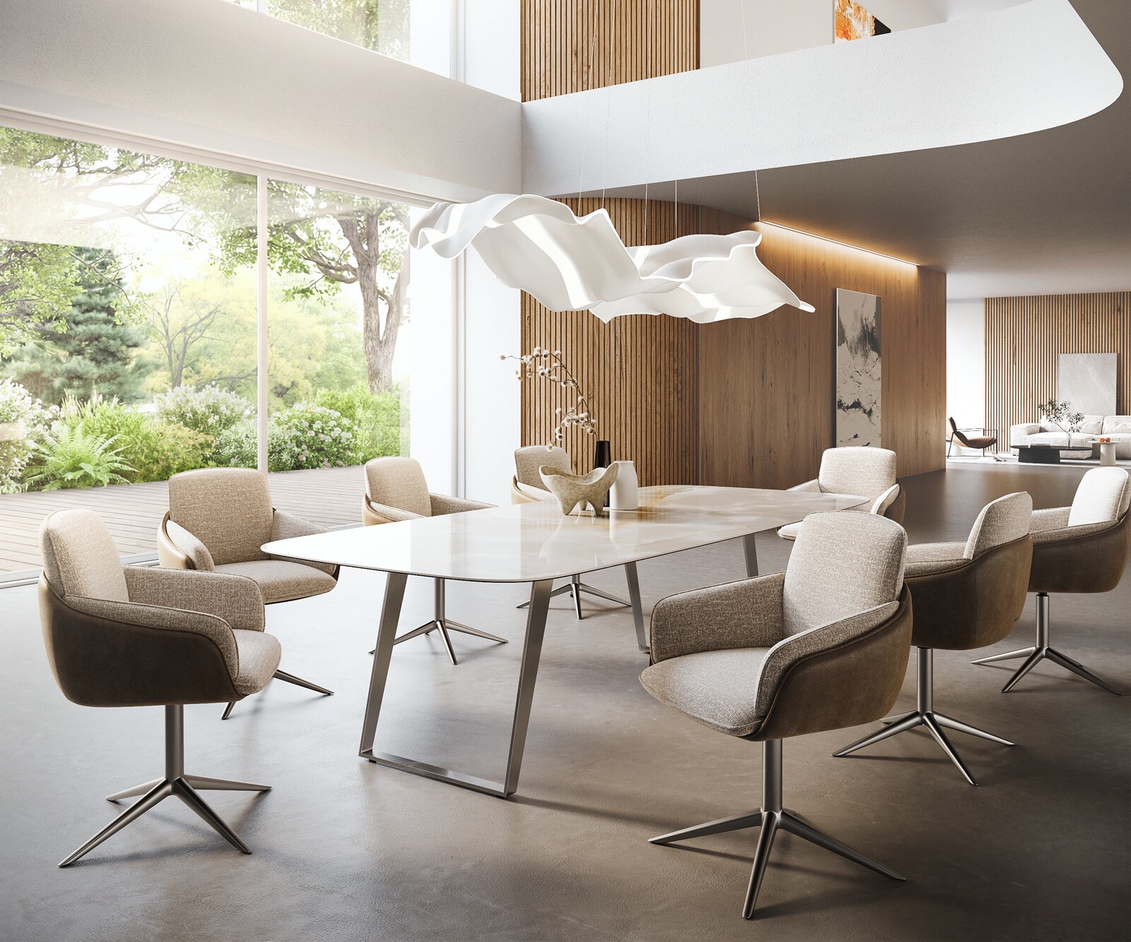 Table à manger Edge Boot 270x120 cm Céramique Iris FMG Onice Grigio Acier inoxydable Oblique 7