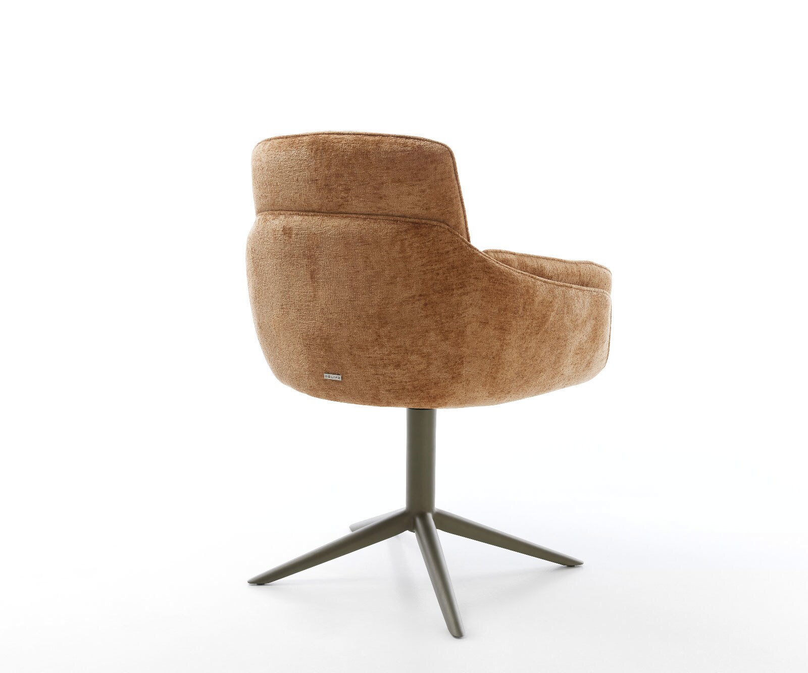 Chaise-pivotante Luan-Flex avec accoudoirs chenille rouille pied de chaise 4 branches aspect titane pivotement sur 360° fonction bascule 4