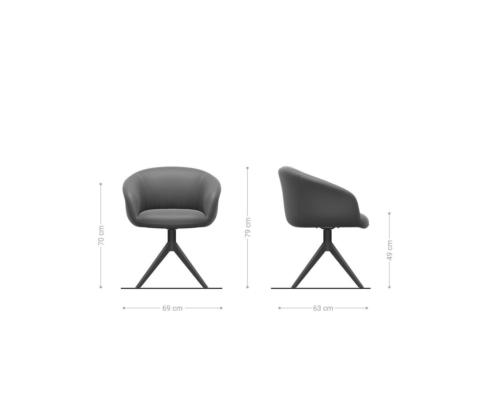 Chaise-pivotante Vinka-Flex avec accoudoirs bouclé gris argenté pied croisé large acier inoxydable brossé pivotement sur 360° ressorts ensachés 6