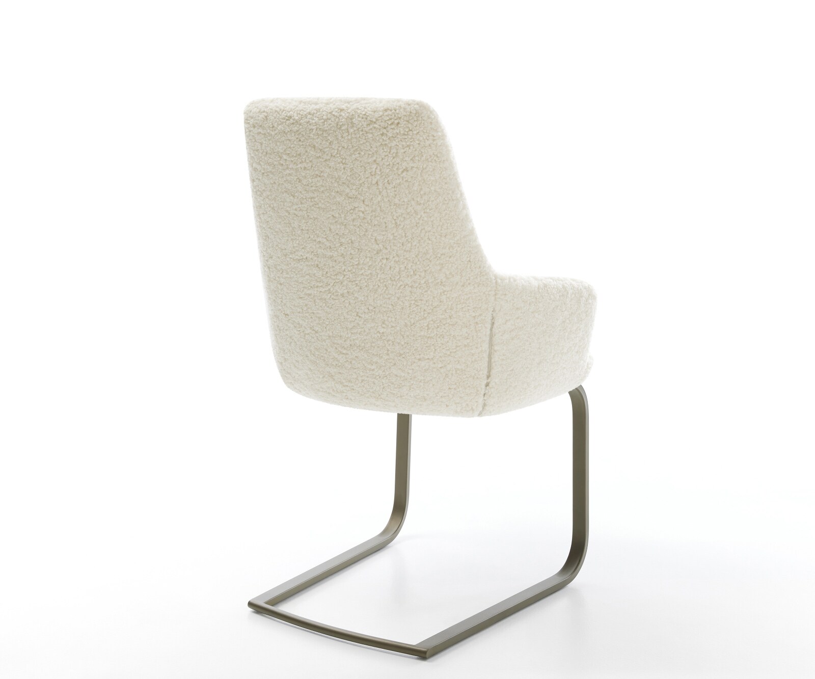 Cantilever Zelia-Flex avec accoudoirs tissu teddy beige pied cantilever plat aspect titane ressorts ensachés 5