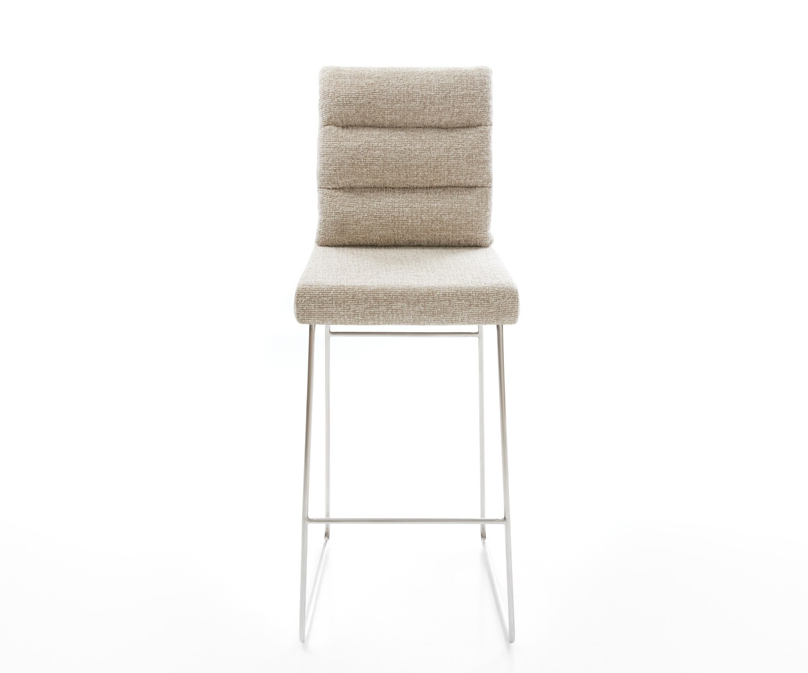 Chaise-de-bar Pela-Flex Tissu tissé doux Beige Pied trapèze acier inoxydable Argent 2
