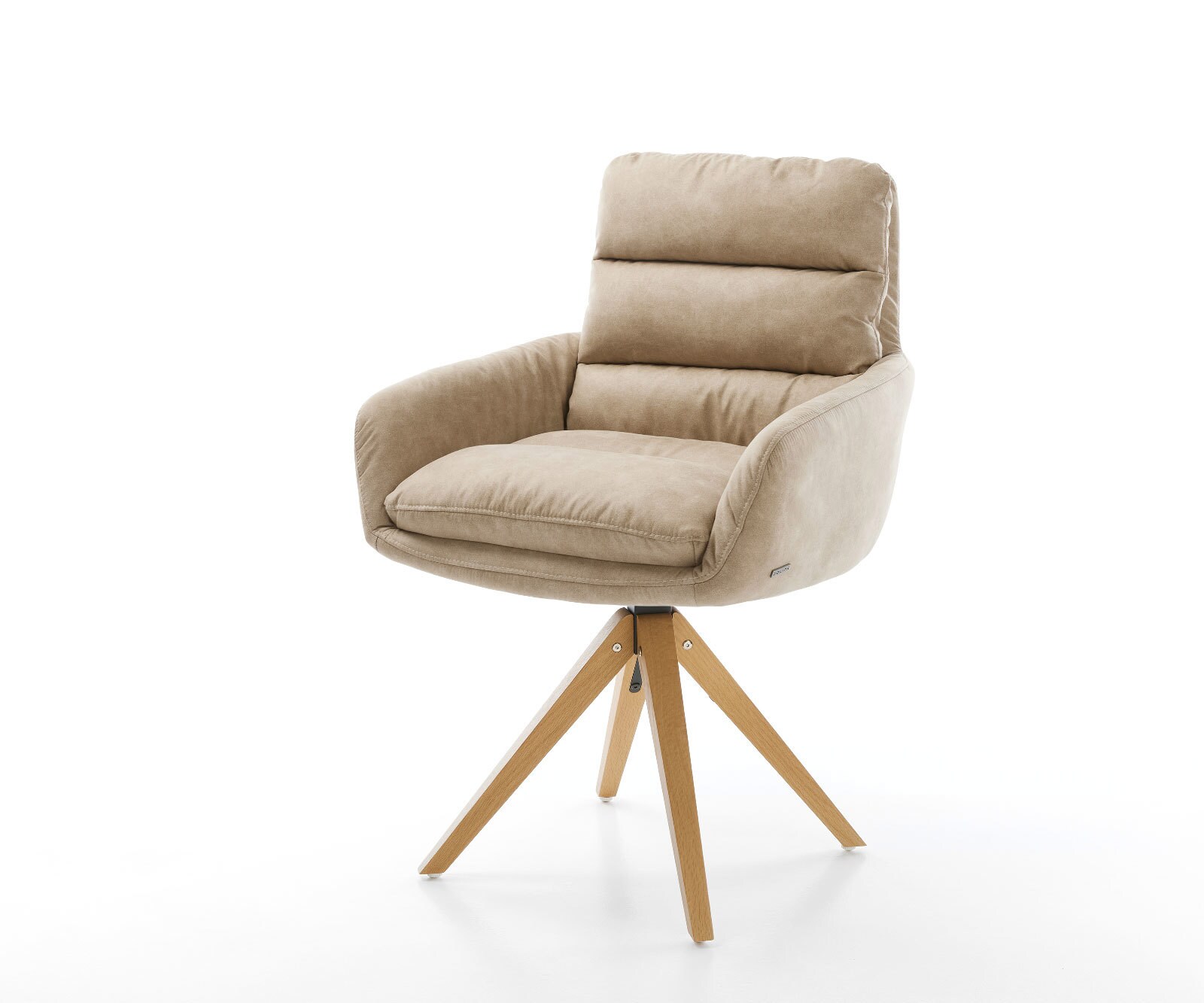 Chaise-pivotante Abelia-Flex avec accoudoirs cuir véritable noir cadre croisé large noir pivote sur 360°