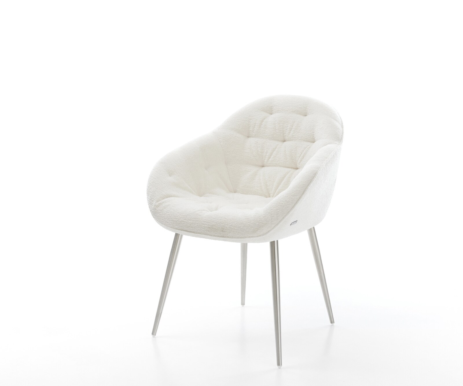 Esszimmerstuhl Gaio-Flex Bouclé Soft Beige 4-Fuß konisch Edelstahl 1