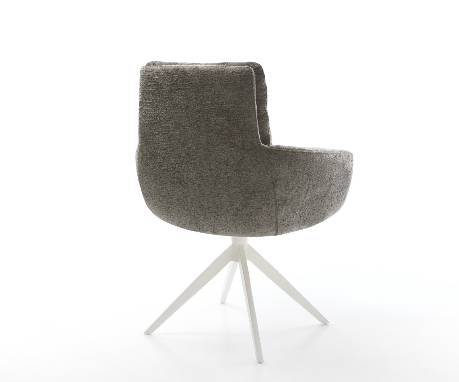 Drehstuhl Abelia-Flex mit Armlehnen Bouclé Soft Schlamm Kreuzgestell breit Weiß 360° drehbar Wippfunktion 5