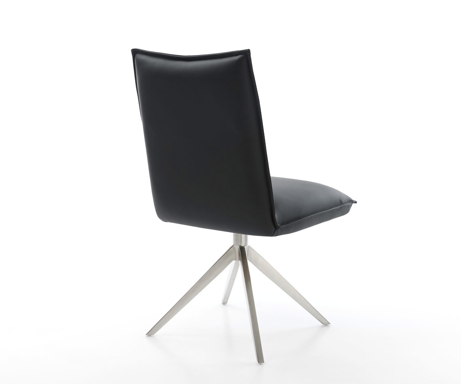 Chaise-pivotante Lelio-Flex cuir de vache noir pied croisé large acier inoxydable brossé pivotement sur 360° fonction bascule ressorts ensachés 4