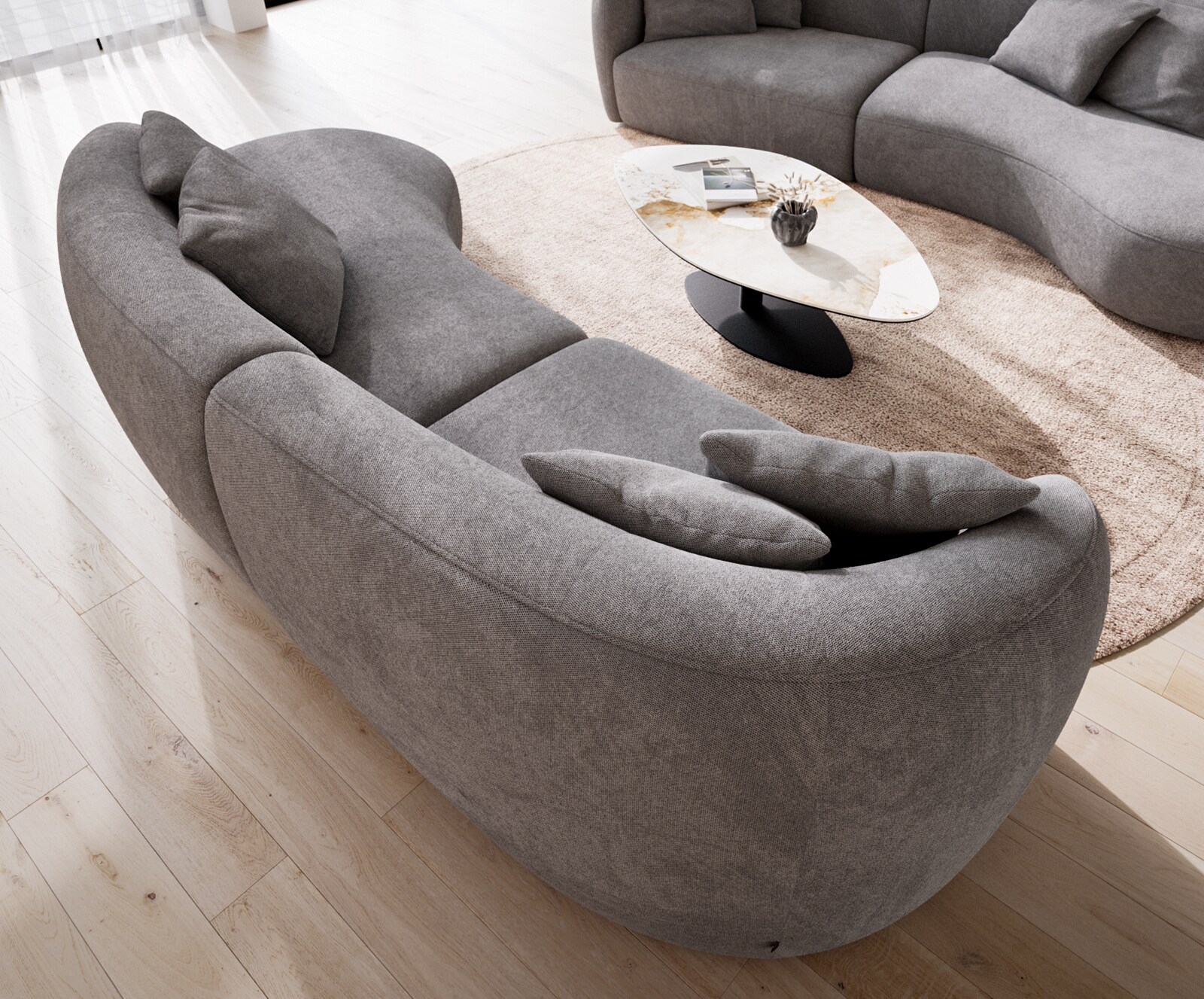 Sofa Mairi 330x160 cm Mikrofaser Grau 6