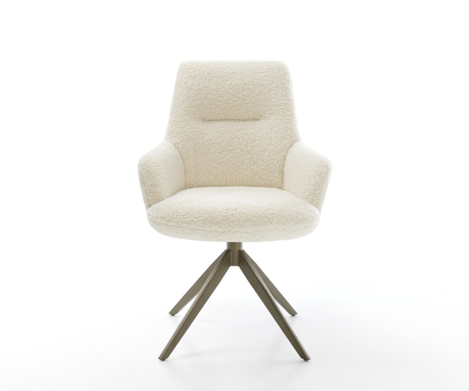 Drehstuhl Zelia-Flex mit Armlehnen Teddystoff Beige Kreuzgestell breit Effektfinish Titan 360° drehbar Wippfunktion Taschenfederkern 2