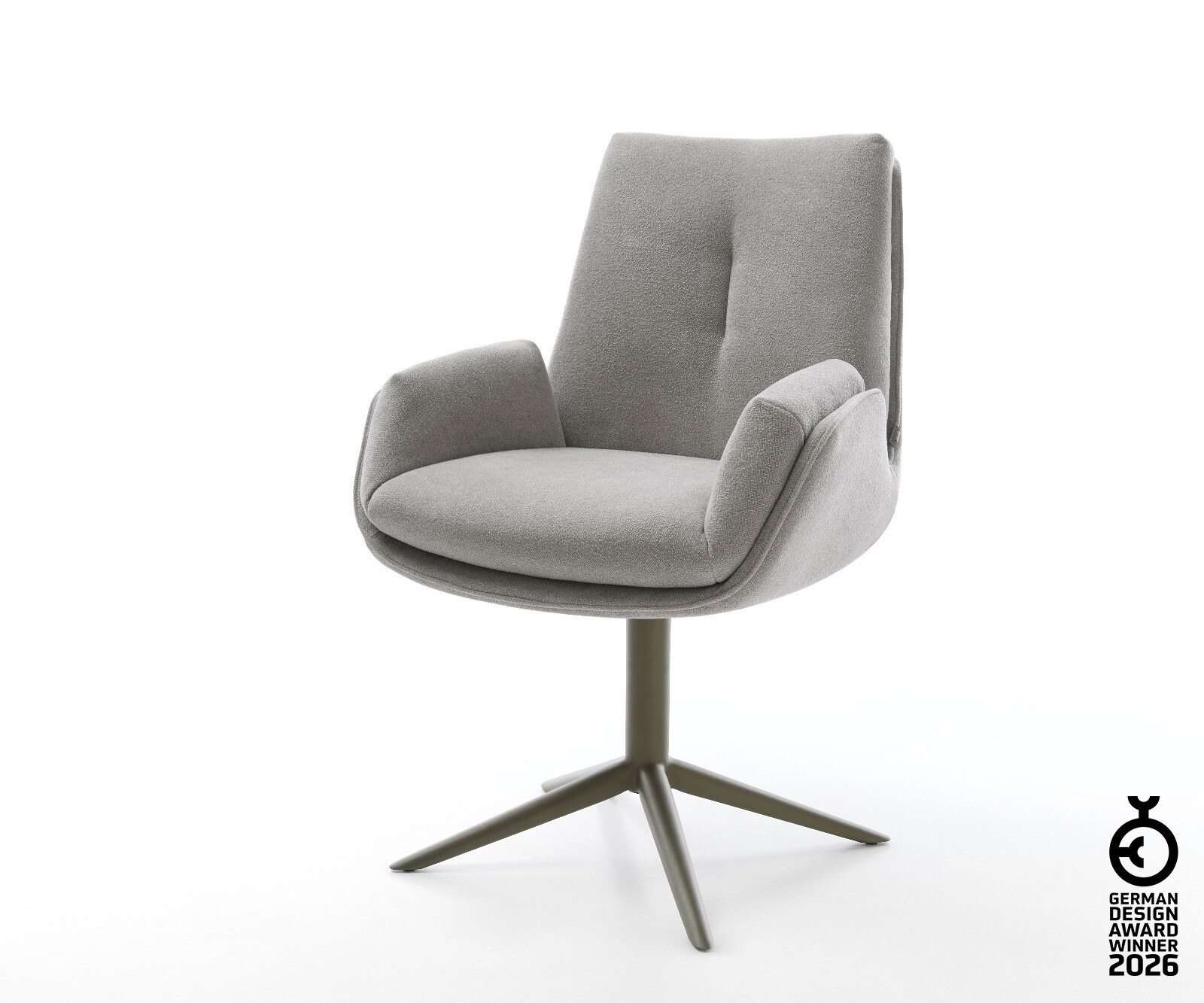 Chaise-pivotante Clea-Flex tissu structuré doux gris pied de chaise 4 branches aspect titane pivotement sur 360° fonction bascule 1