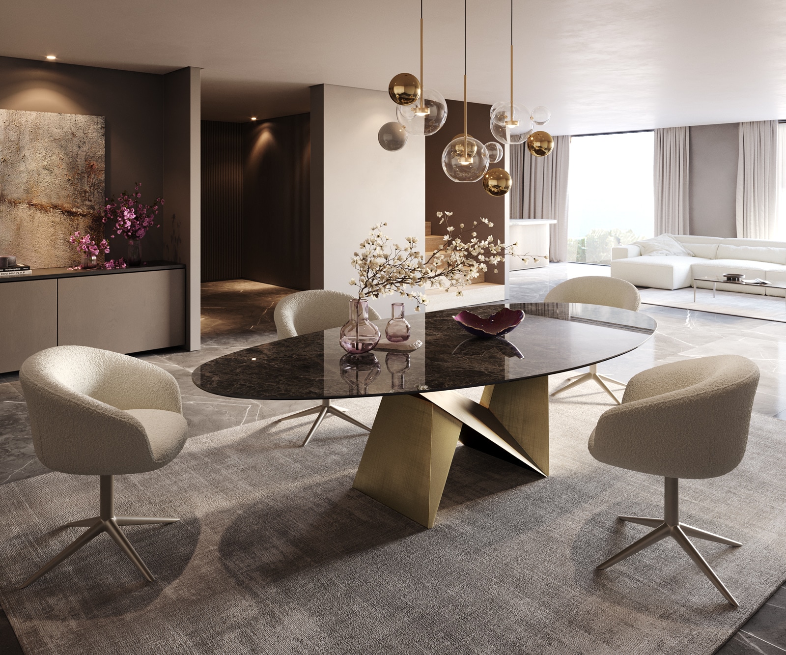 Esstisch Edge Oval 280x130 Keramik Laminam® Emperador Extra Lucidato Dunkelbraun Origami Metallic Gold 5 Esstisch Edge Oval 280x130 Keramik Laminam® Emperador Extra Lucidato Dunkelbraun Origami Metallic Gold 5