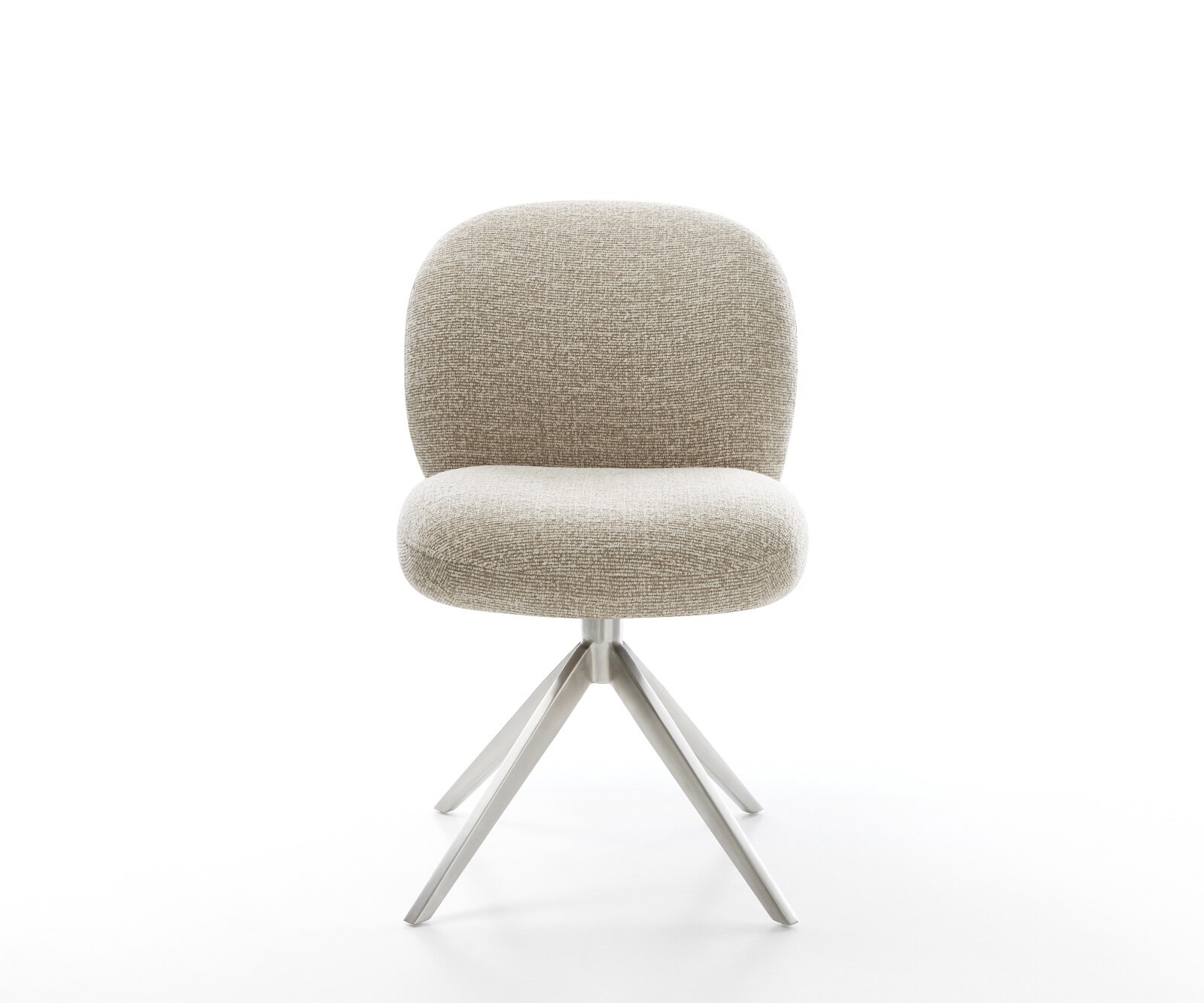 Chaise-pivotante Nube-Flex tissu tissé doux beige pied croisé large acier inoxydable pivotement sur 360° fonction bascule resorts ensachés 2