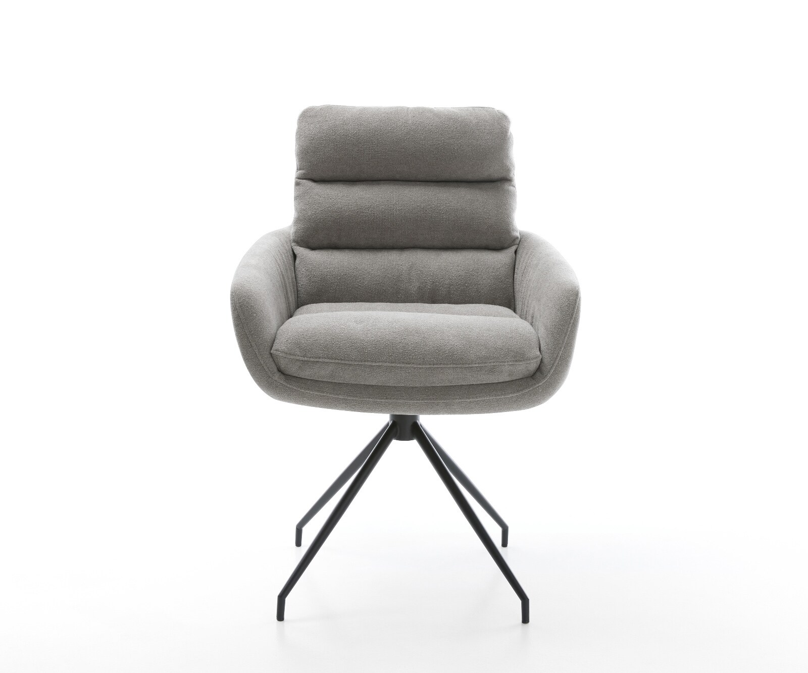 Esszimmerstuhl Abelia-Flex mit Armlehnen Strukturstoff Soft Grau Kreuzgestell konisch Schwarz 2