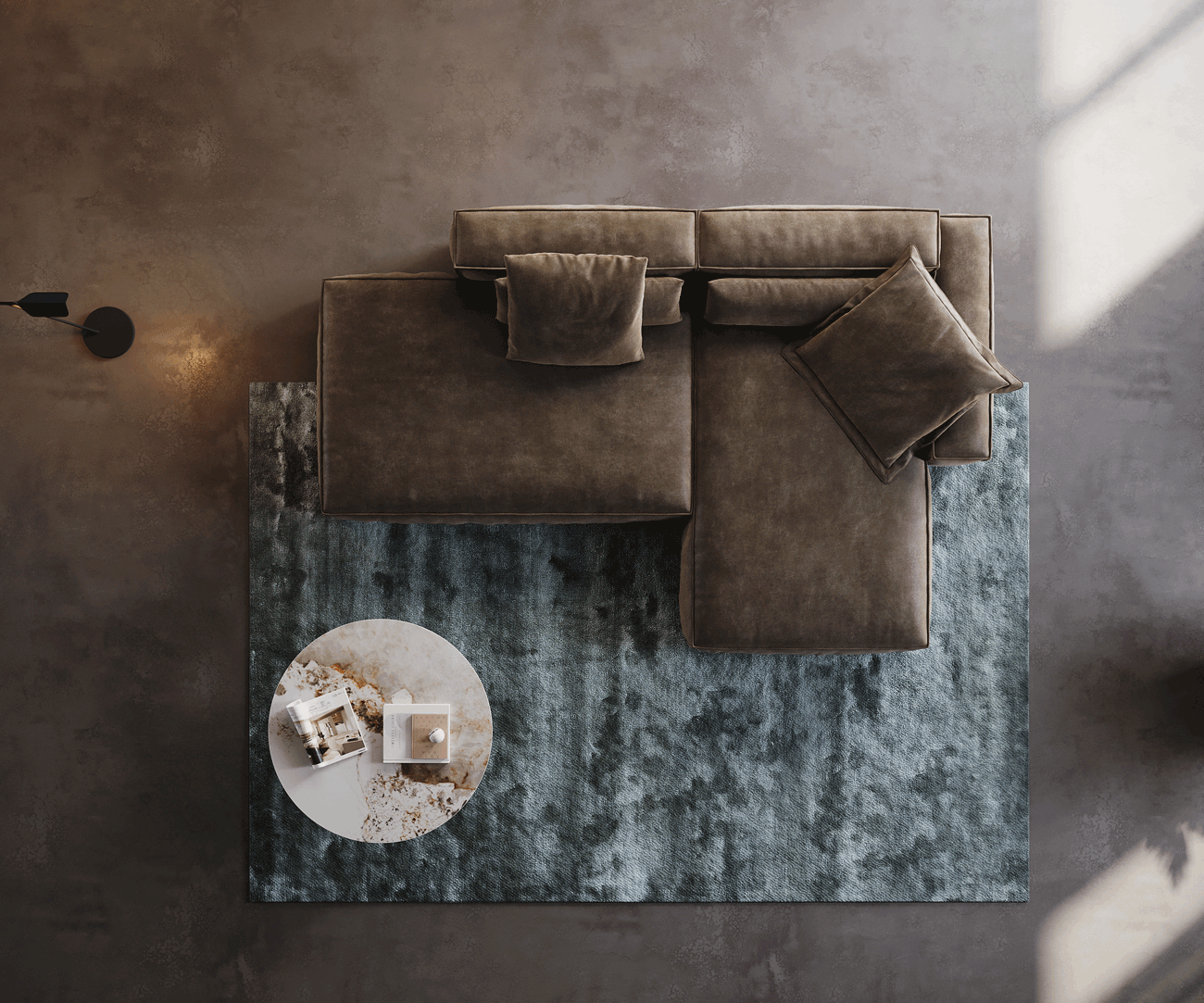 Ecksofa Freestyle 310x200 cm Mikrofaser Taupe Vintage Kedernaht 6