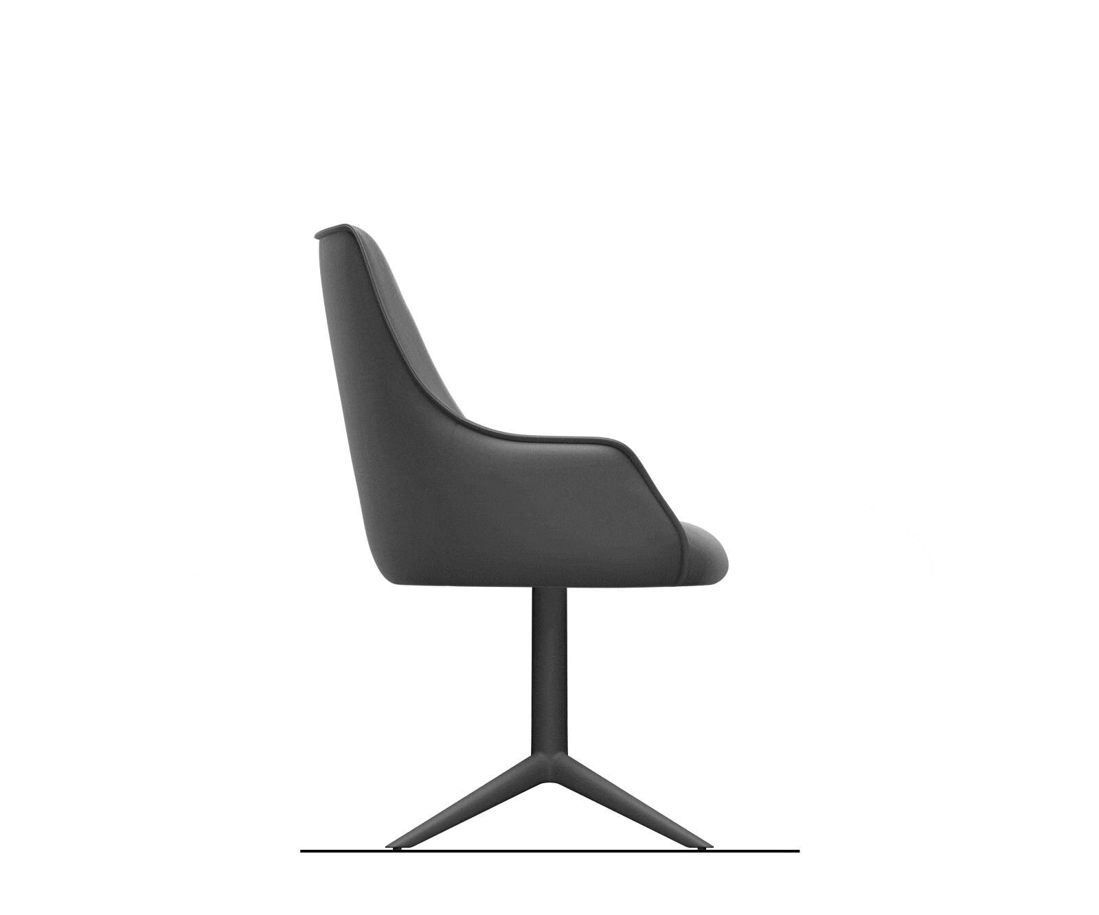 Chaise-pivotante Alja-Flex avec accoudoirs tissu mixte couleur boue pied de chaise 4 branches aspect titane pivotement sur 360° fonction bascule ressorts ensachés 9