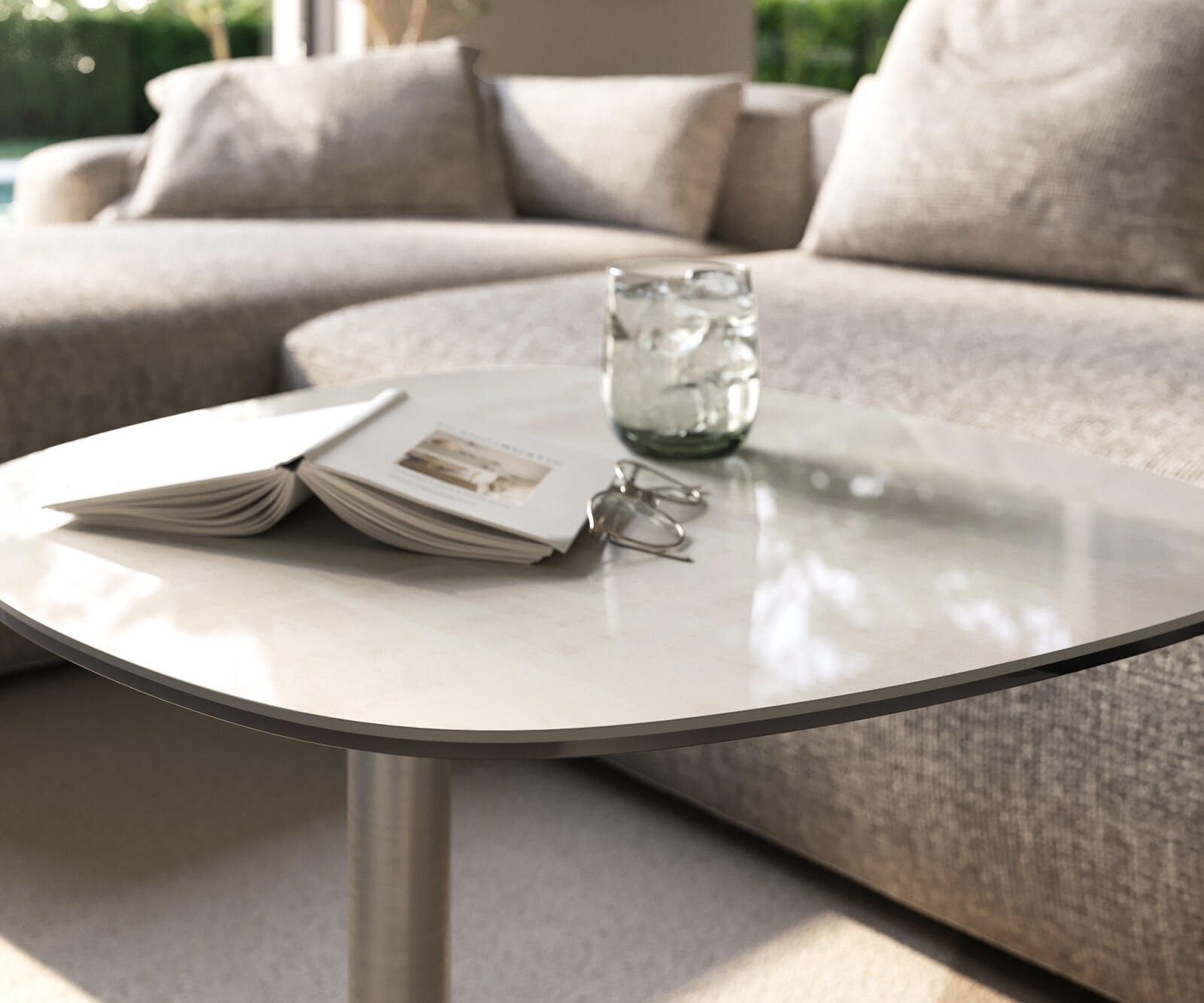 Beistelltisch Edge Boot 60x60 cm Keramik Onyx Champagne Eleny Edelstahl gebürstet 5