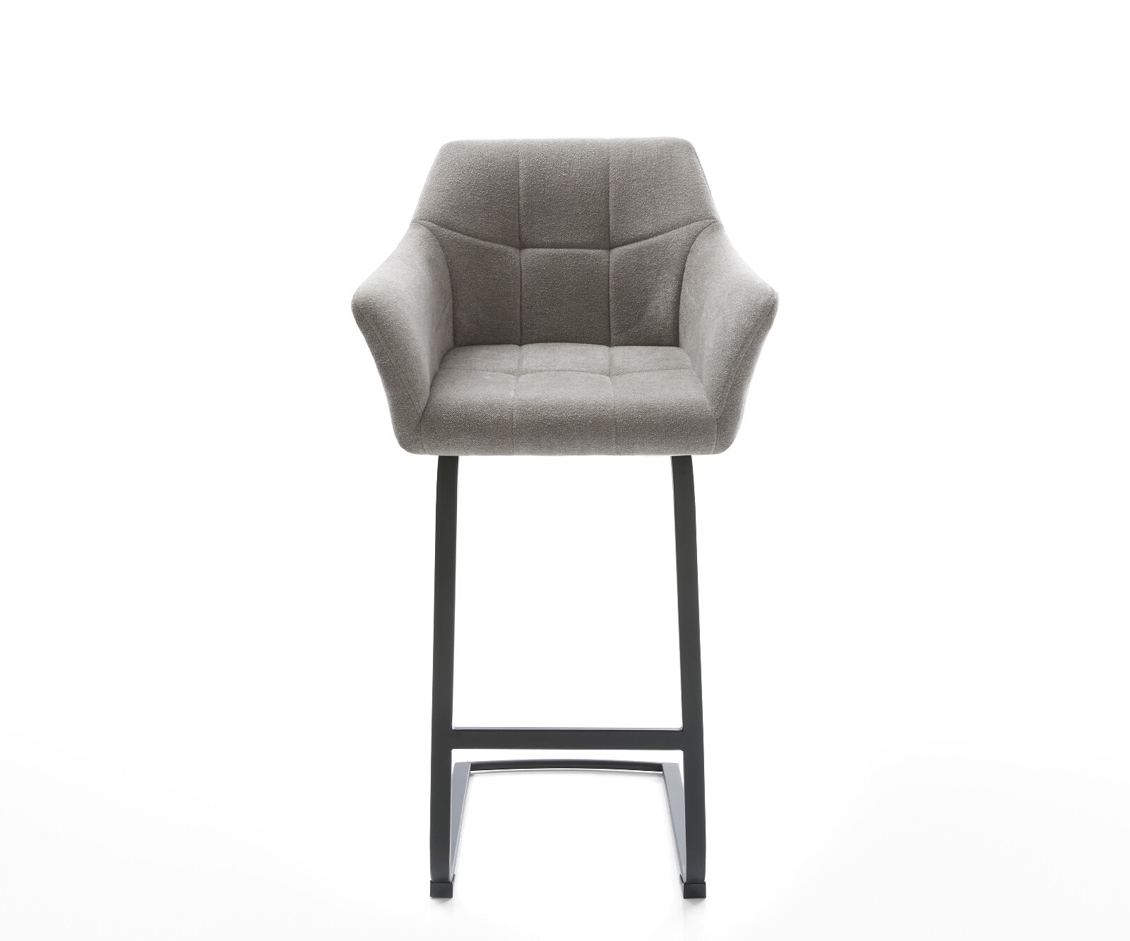 Chaise-de-bar Yulo-Flex Tissu structuré doux Gris Pied cantilever plat noir Noir 1