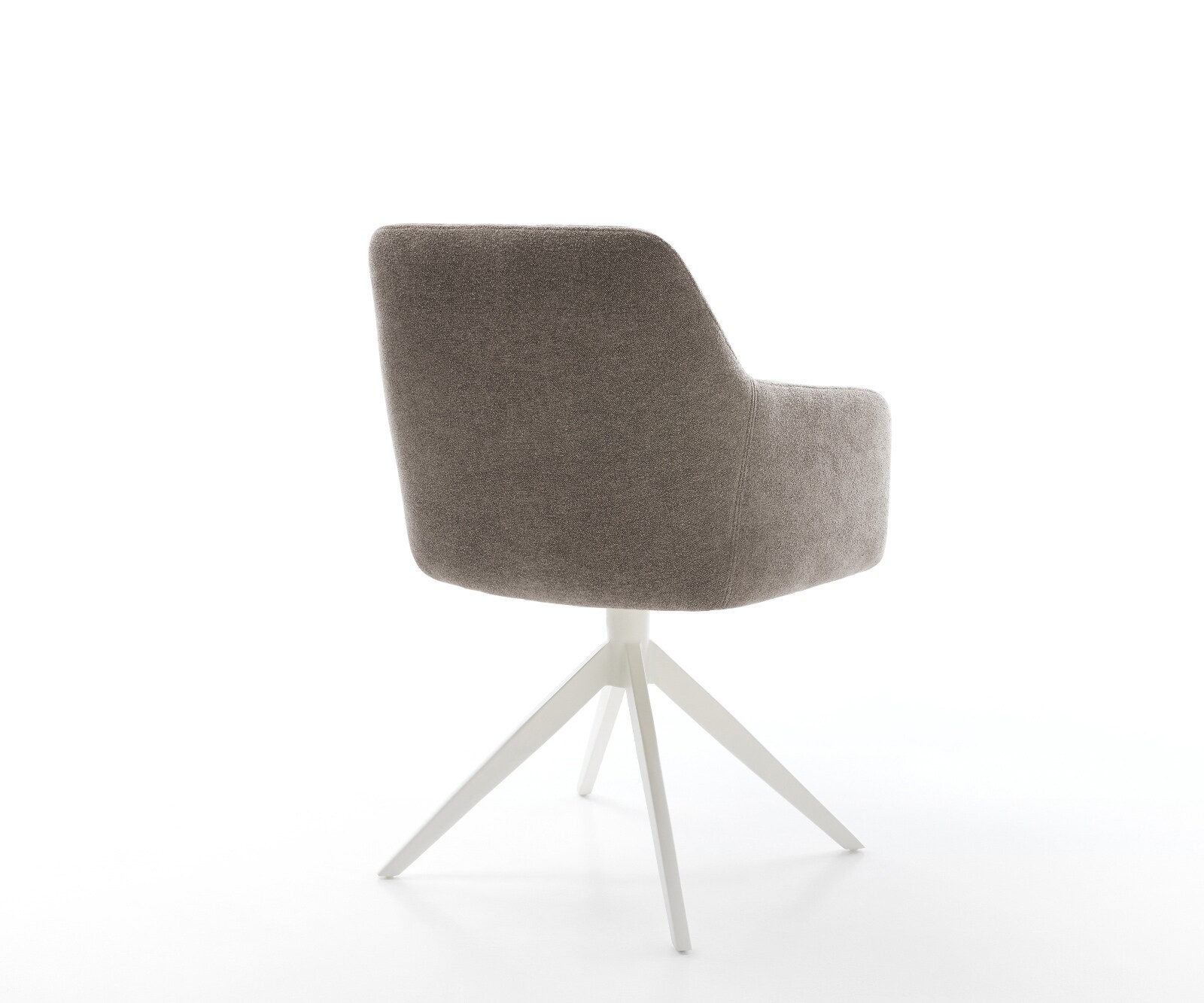Chaise-pivotante Greg-Flex tissu structuré doux taupe pied croisé large blanc pivotement sur 360° fonction bascule ressorts ensachés 4