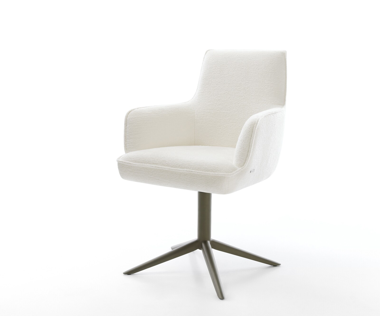 Drehstuhl Heira-Flex mit Armlehnen Bouclé Soft Beige Fußkreuz Effektfinish Titan 360° drehbar Wippfunktion Taschenfederkern