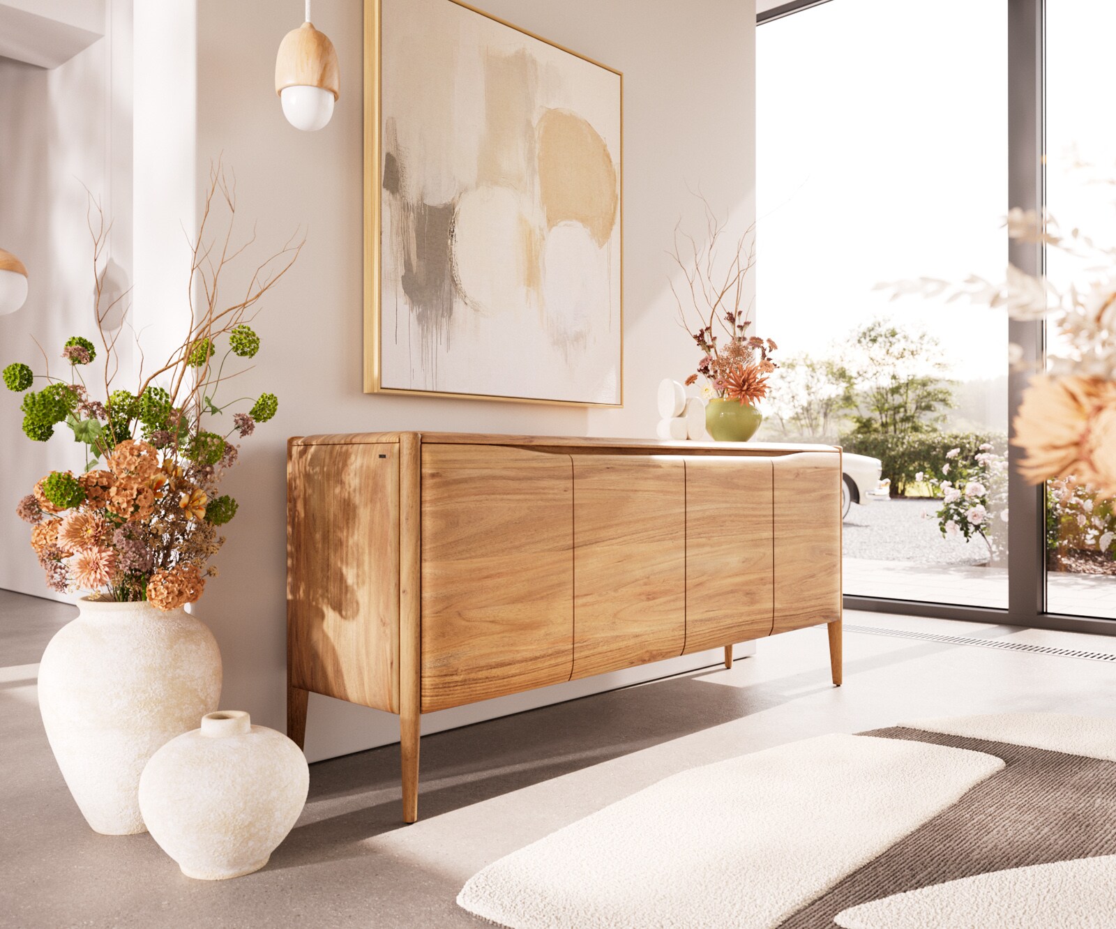 Sideboard Simcha 175 cm Akazie Natur 4 Türen 1