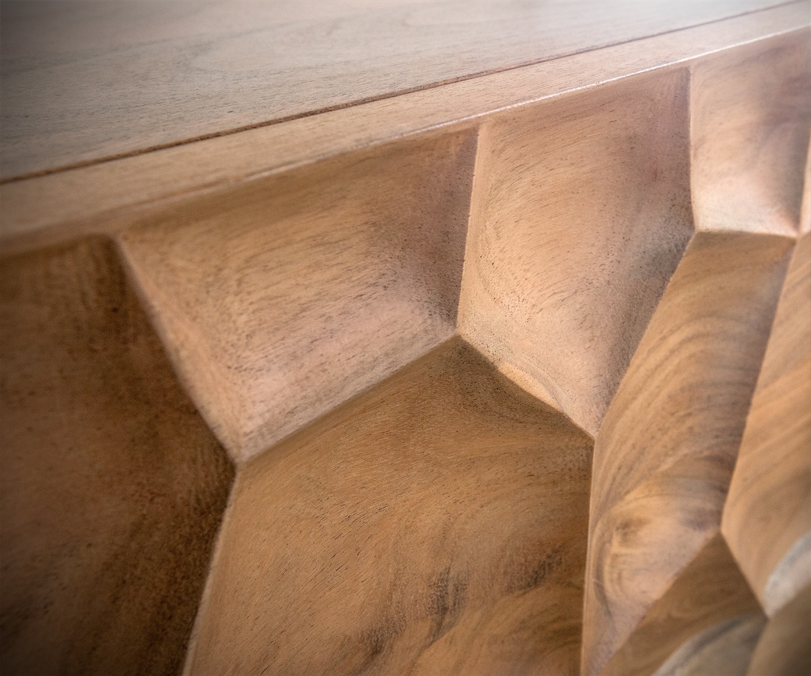 Lowboard Solu 260 cm Akazie Natur 2 Türen 6 Schübe Fuß schwebend Metall Schwarz 3D-Front 8