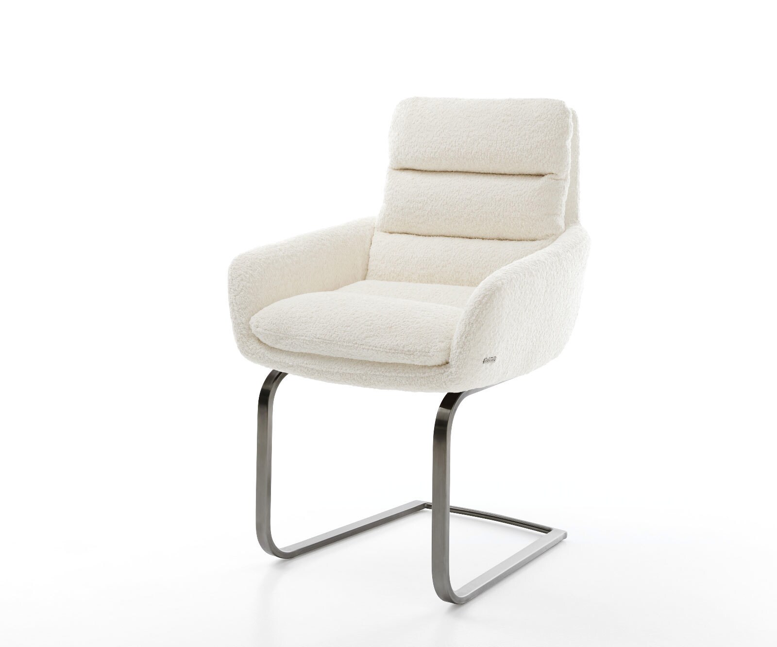 Cantilever Abelia-Flex mit Armlehnen bouclé blanc pied cantilever plat grafiete