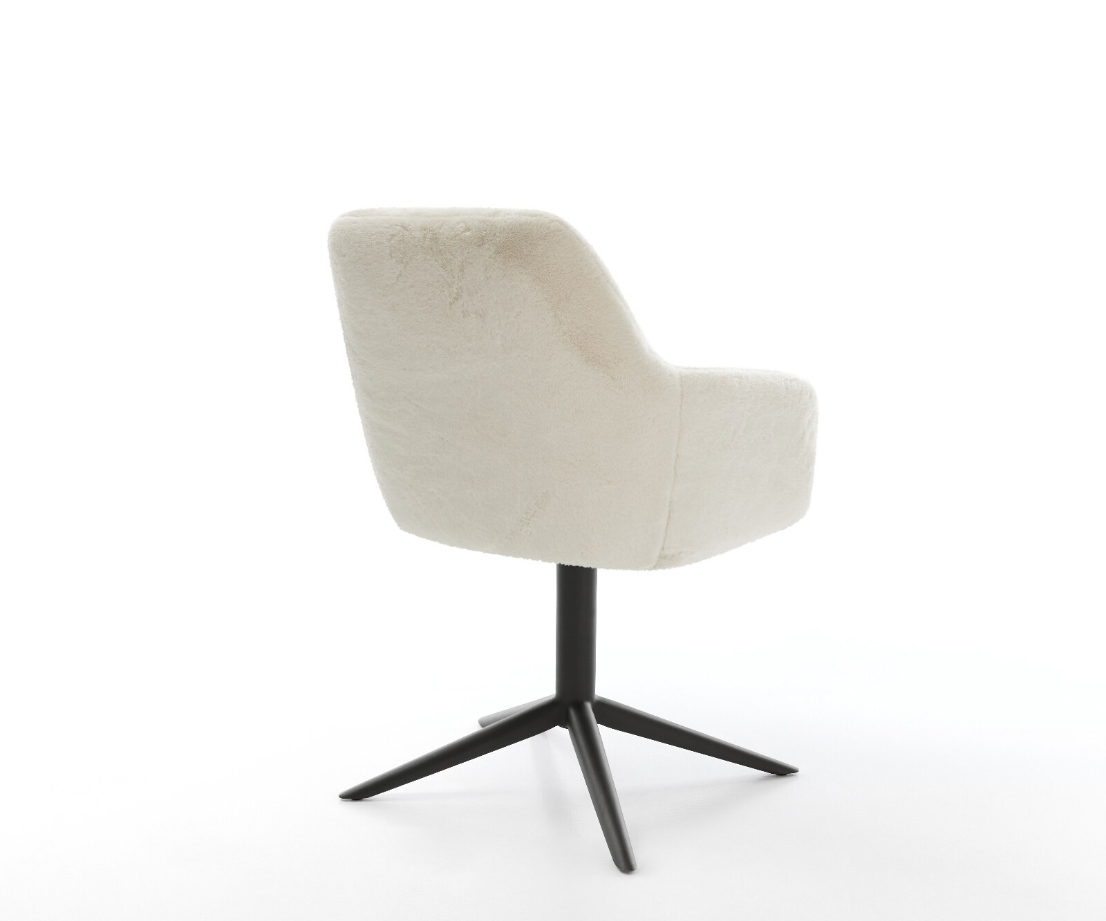 Drehstuhl Pejo-Flex Plüsch Creme-Weiß Fußkreuz Schwarz 360° drehbar Wippfunktion Taschenfederkern 4