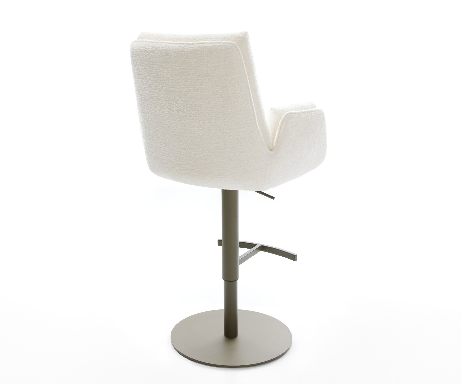 Barstuhl Clea-Flex Bouclé Soft Beige Drehfuß höhenverstellbar Metall Titanfarben 4