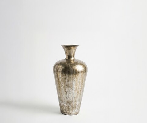 Vase Marvella B23 x T23 x H48 cm Metall Platin Aurum Handgemacht