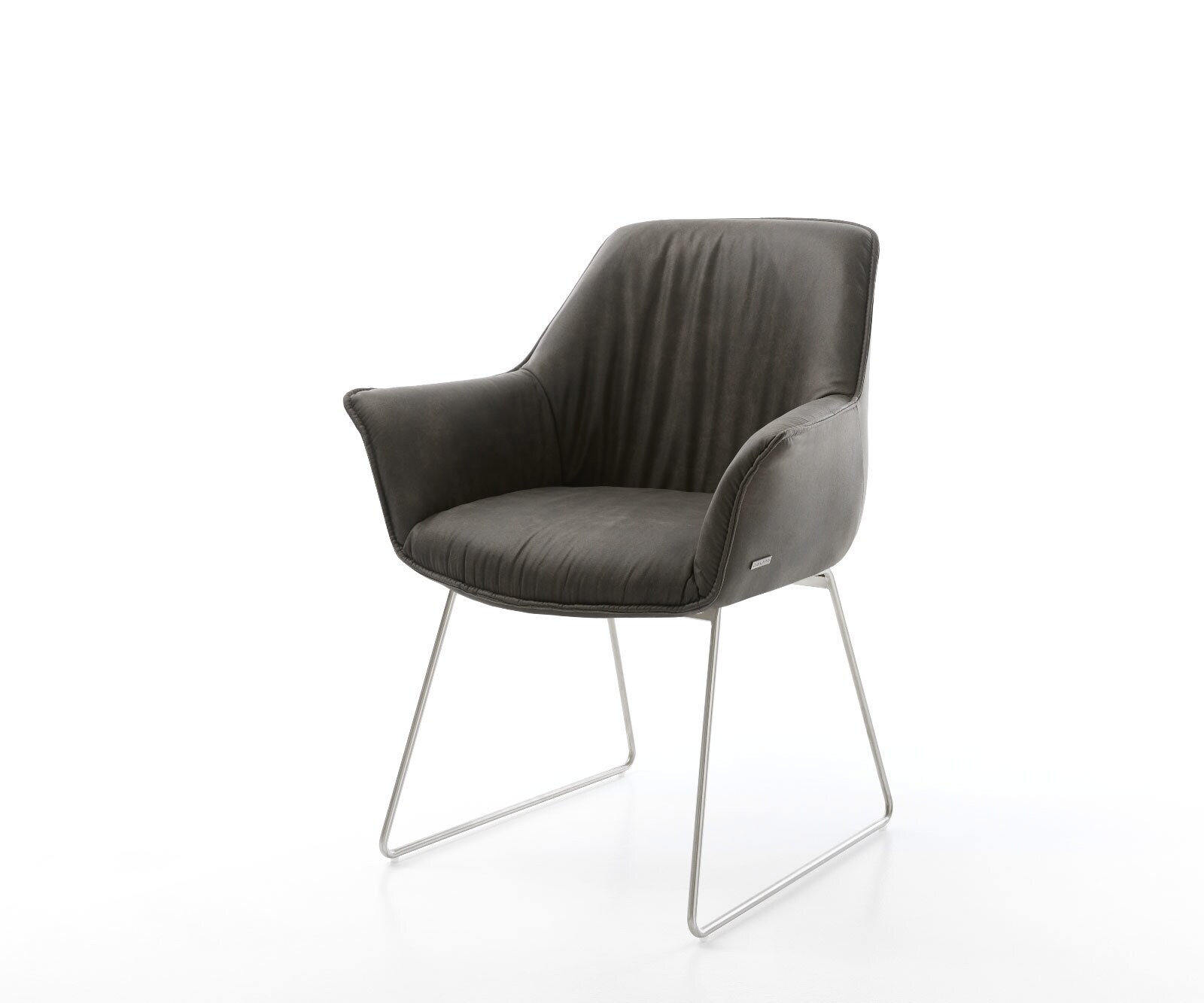 Fauteuil Keila-Flex avec accoudoirs anthracite vintage cadre patin acier inoxydable