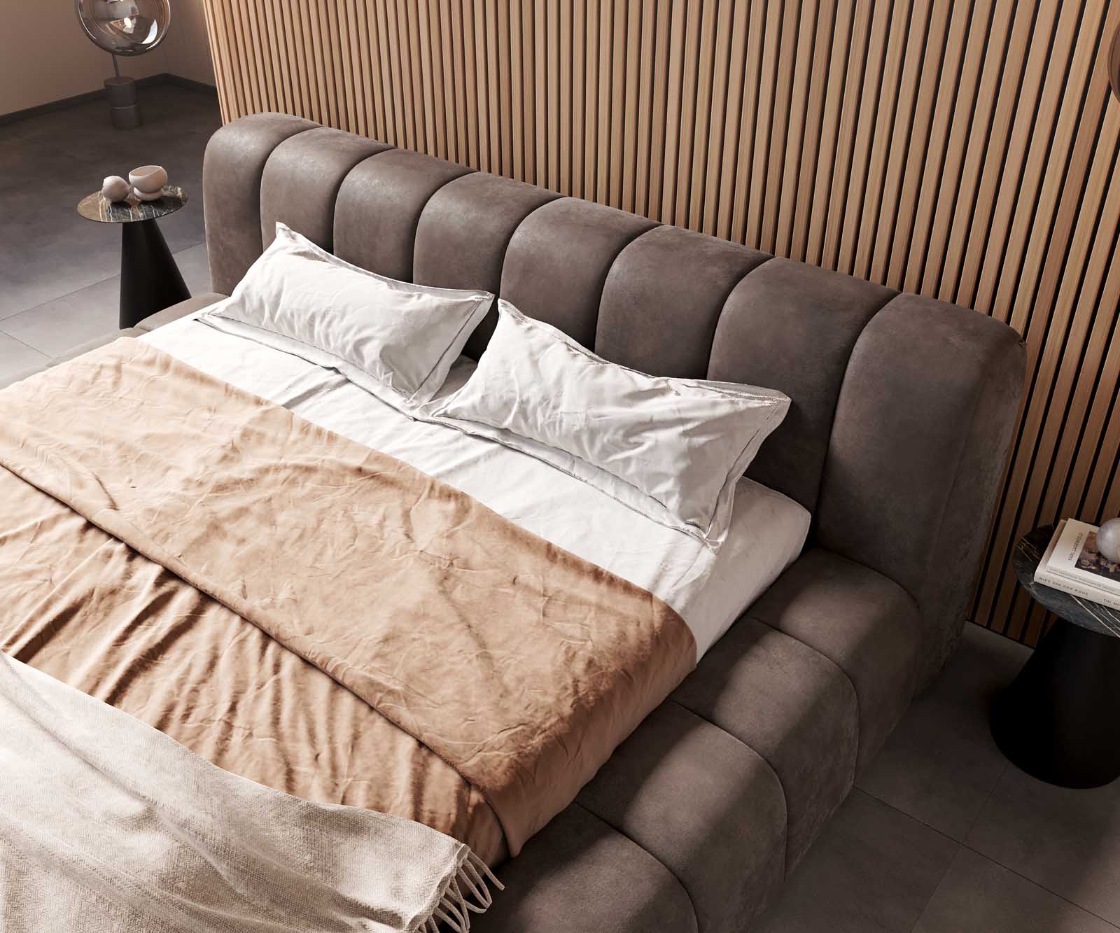 Polsterbettgestell Cutio 180x200 cm Mikrofaser Taupe Vintage 4 Polsterbettgestell Cutio 180x200 cm Mikrofaser Taupe Vintage 4