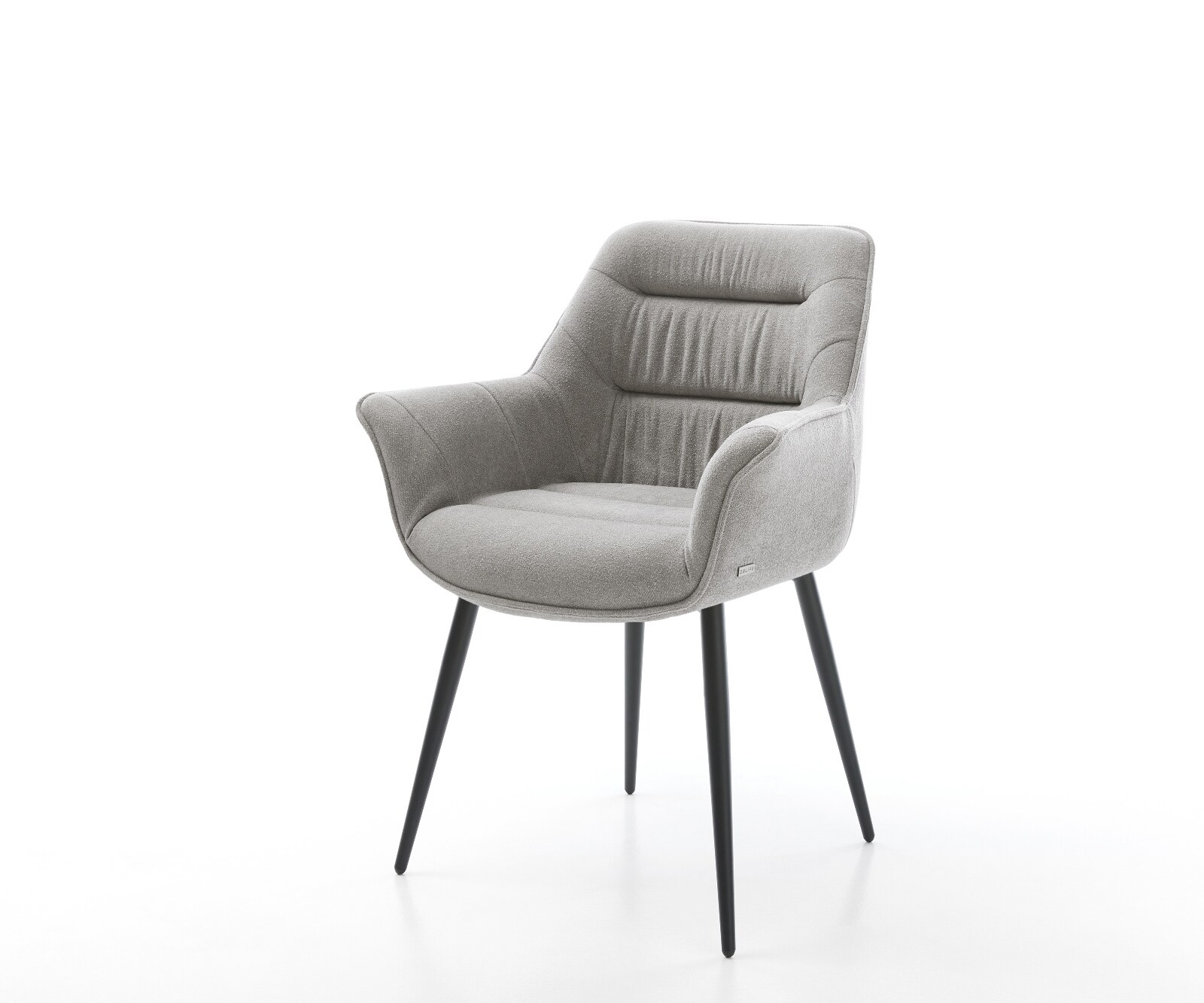 Chaise-de-salle-à-manger Kaira-Flex tissu structuré doux gris 4 pieds coniques noir 1