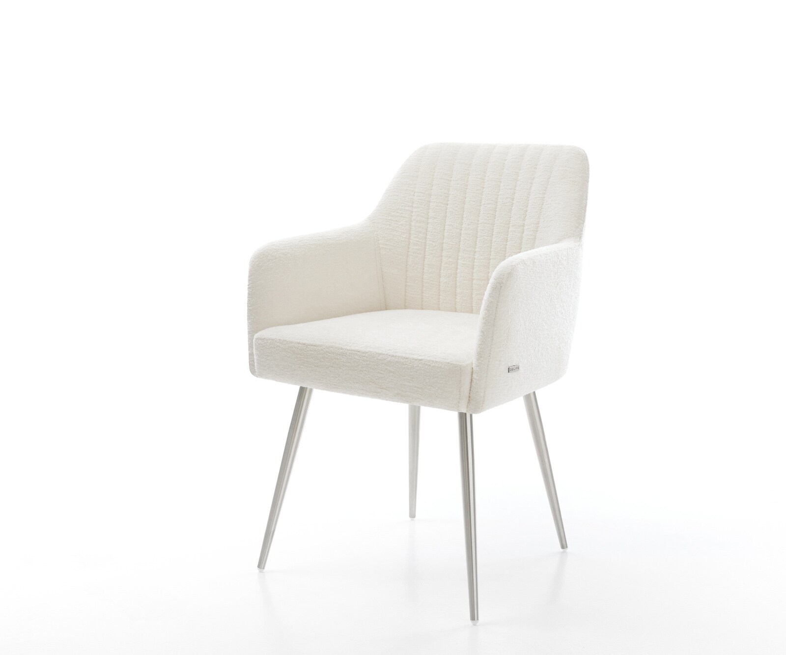Esszimmerstuhl Greg-Flex Bouclé Soft Beige 4-Fuß konisch Edelstahl Taschenfederkern 1