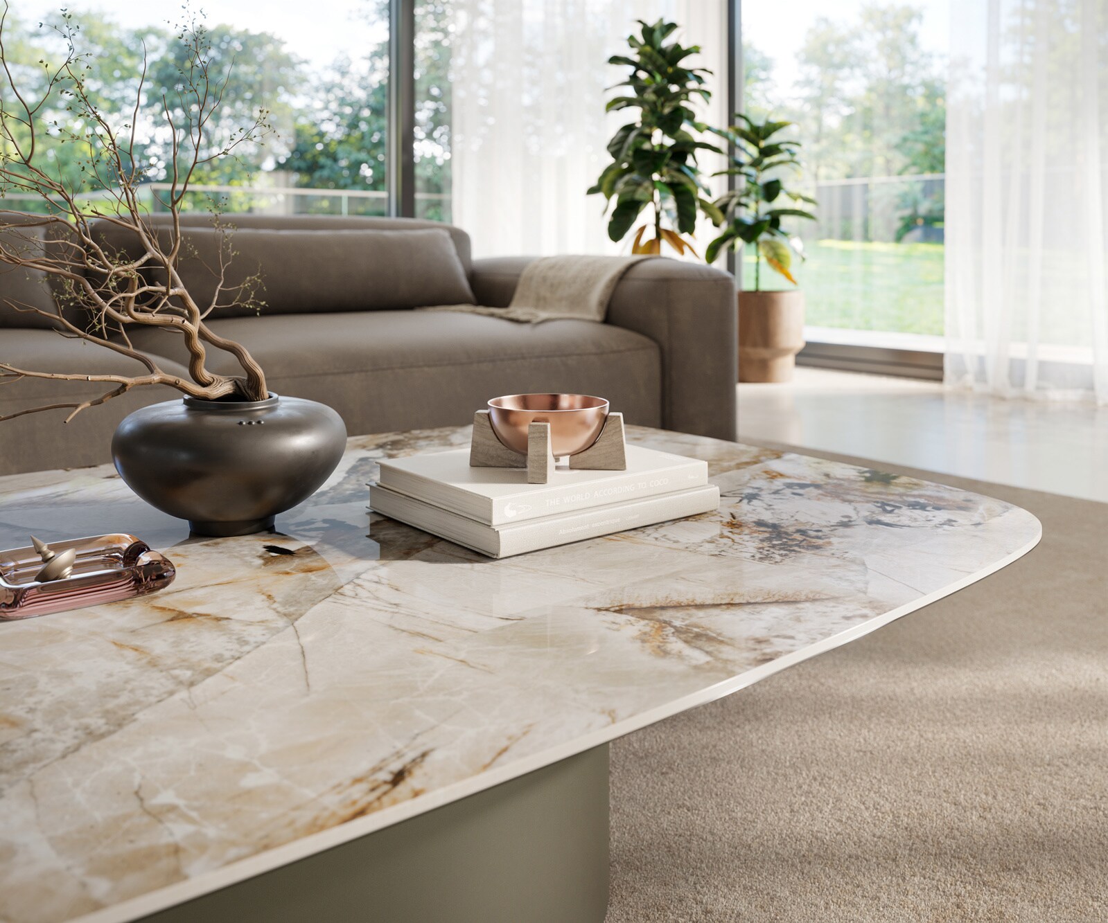 Couchtisch Edge Boot 140x80 cm Keramik Patagonia Poliert Casilda Effektfinish Titan 5