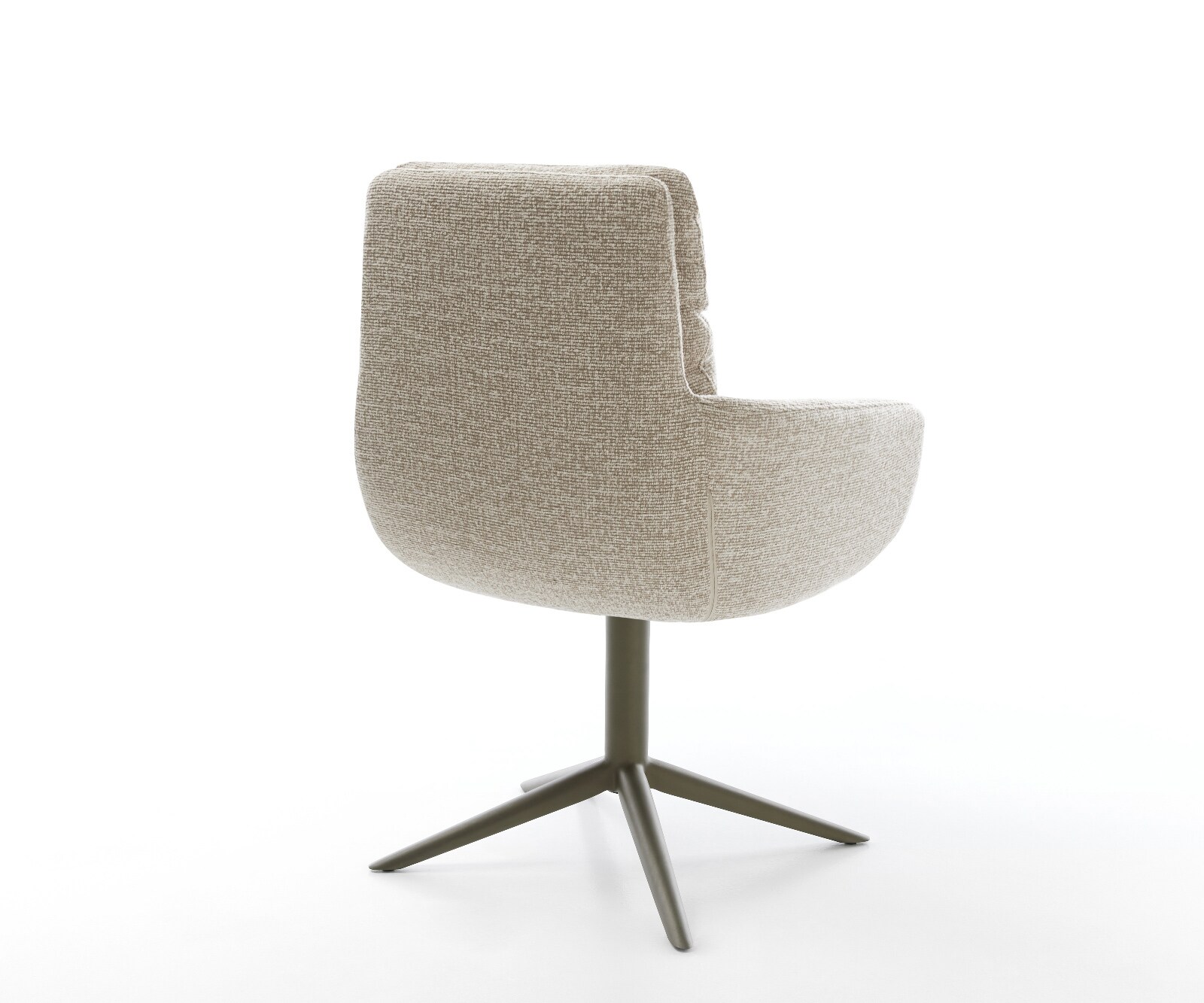 Chaise-pivotante Abelia-Flex avec accoudoirs tissu tissé doux beige pied de chaise 4 branches aspect titane pivotement sur 360° fonction bascule 4