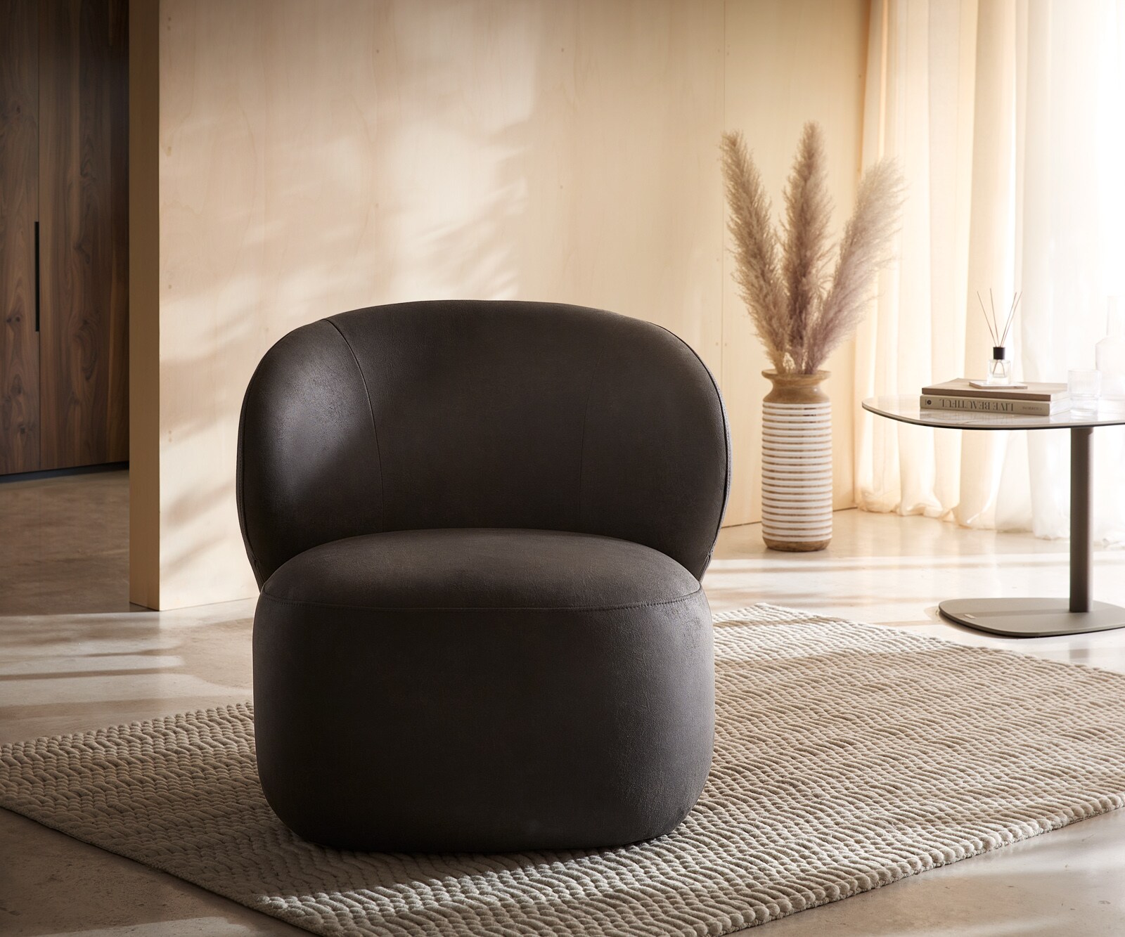 Loungesessel Pulo 80x80 cm Mikrofaser Anthrazit Vintage 5